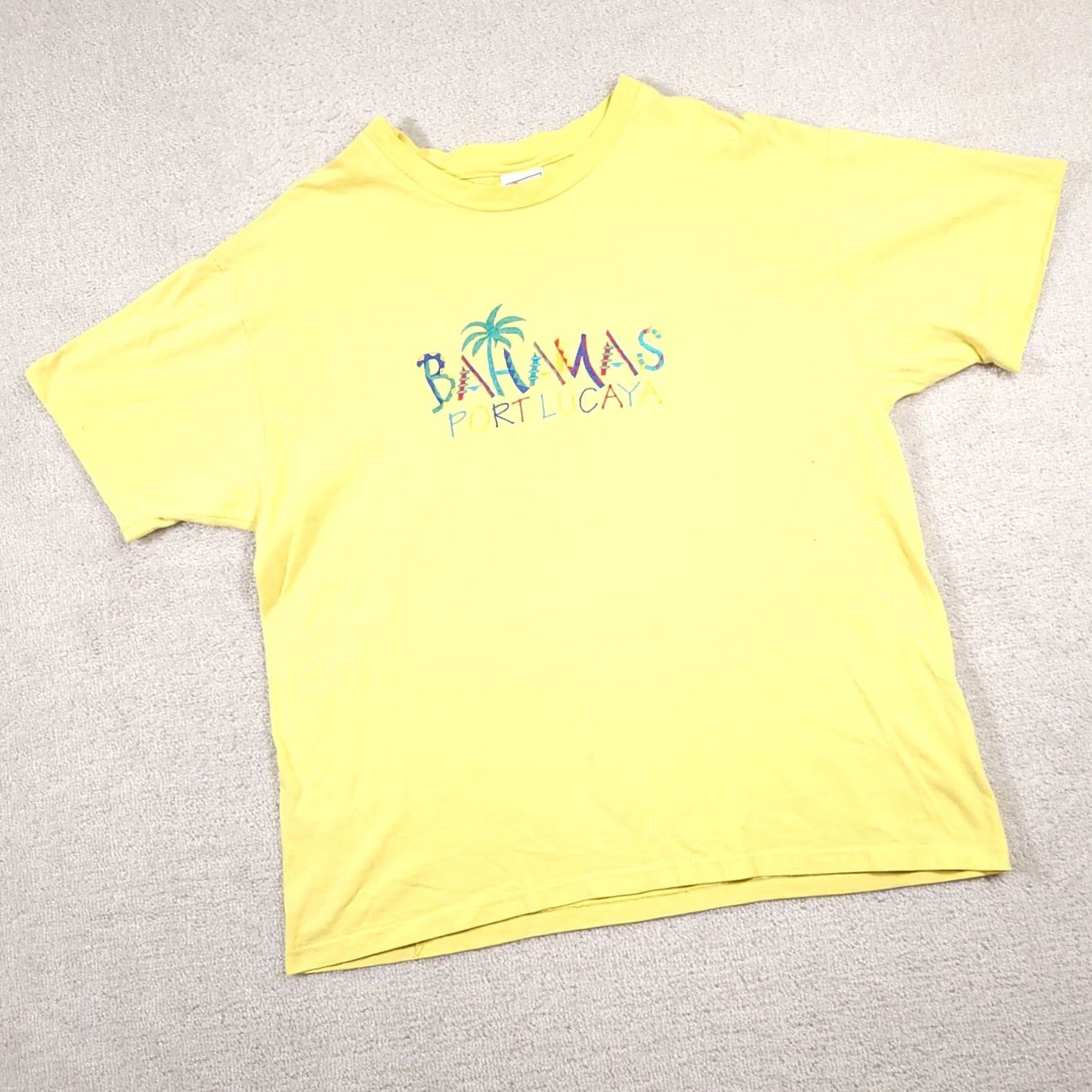 Hanes VINTAGE Hanes Beefy-T Bahamas Embroidered T-Shirt XL Yellow S/S USA Made Mens 90s Beach Tee Size US XL / EU 56 / 4 - 2 Thumbnail