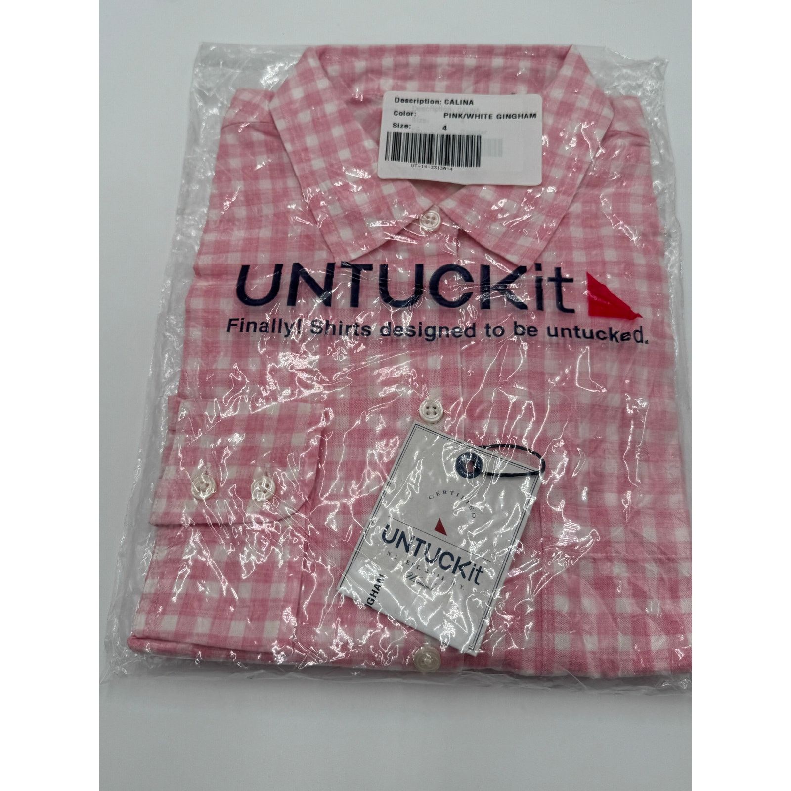 UNTUCKit UNTUCKIT Calina Gingham Cotton Shirt Pink White Size 4 Size S / US 4 / IT 40 - 8 Thumbnail