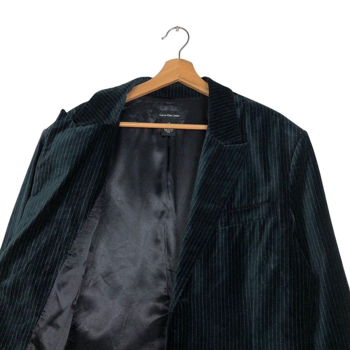 Calvin Klein × Japanese Brand × Vintage 📌Cropped Biker Velvet Jacket Calvin Klein Jeans Striped Size US L / EU 52-54 / 3 - 13 Thumbnail