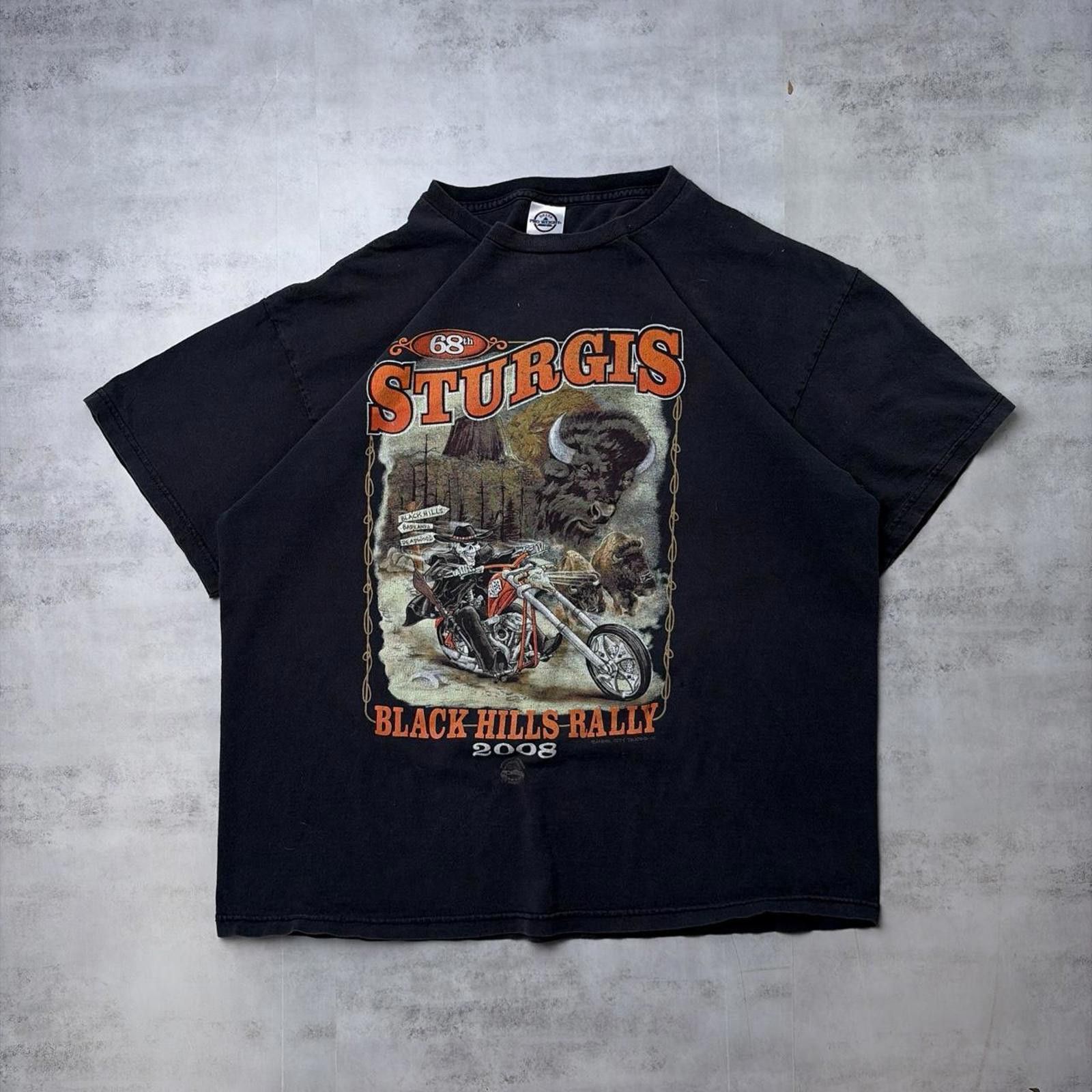 Harley Davidson Vintage 2008 Black Sturgis Black Hills Rally Biker T-Shirt Size US XL / EU 56 / 4 - 1 Thumbnail