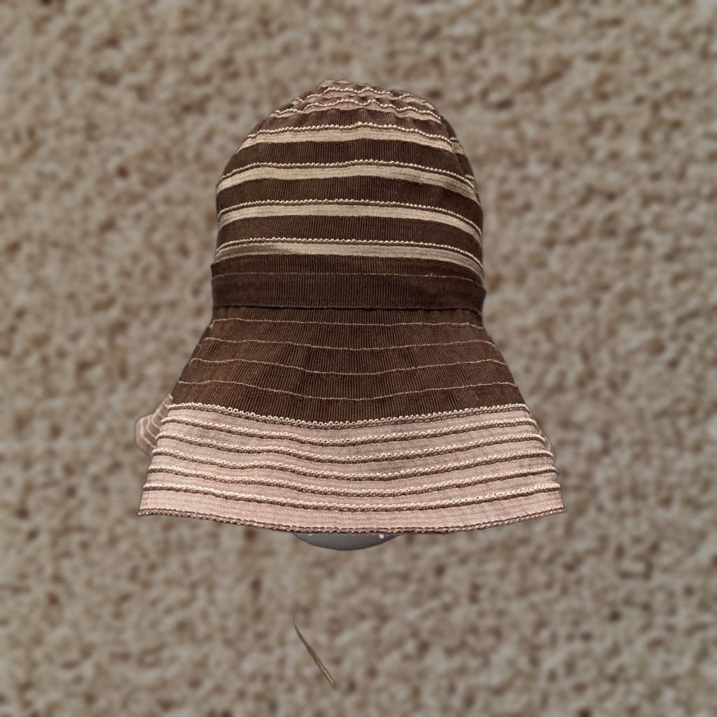 CO August Bucket Hat Womens One Size Brown Striped Cotton Lightweight Outdoors Beach Size ONE SIZE - 1 Thumbnail