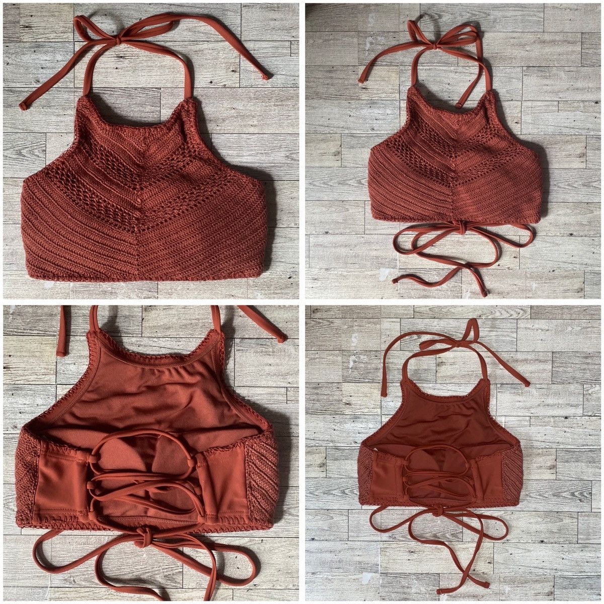 Target Basics Xhilaration, Copper/Rust Knit, Strappy, Halter Bikini Top Size M / US 6-8 / IT 42-44 - 12 Thumbnail