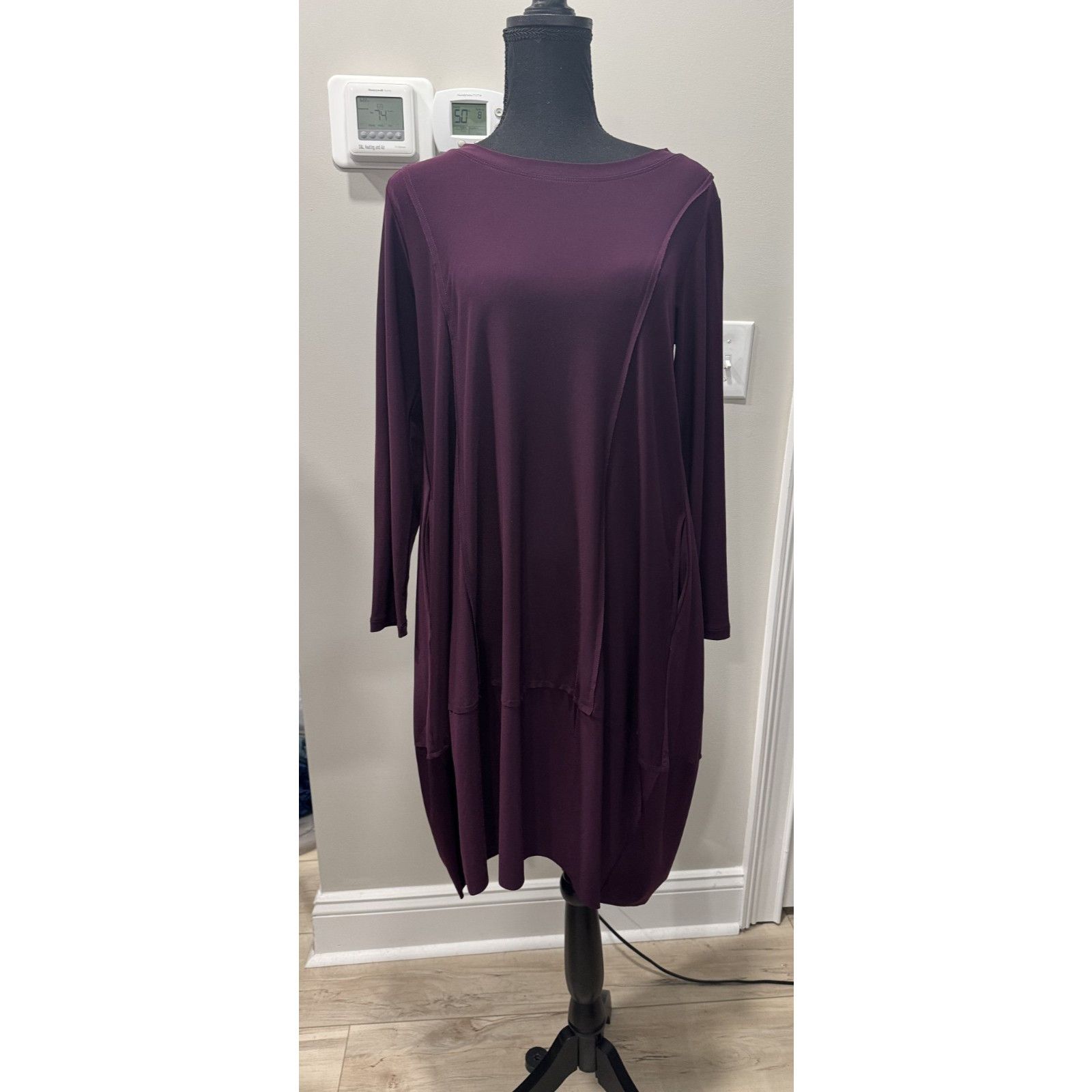 Other Comfy USA Purple Long Sleeve Cocoon Midi Dress XS USA Size XS / US 0-2 / IT 36-38 - 3 Thumbnail