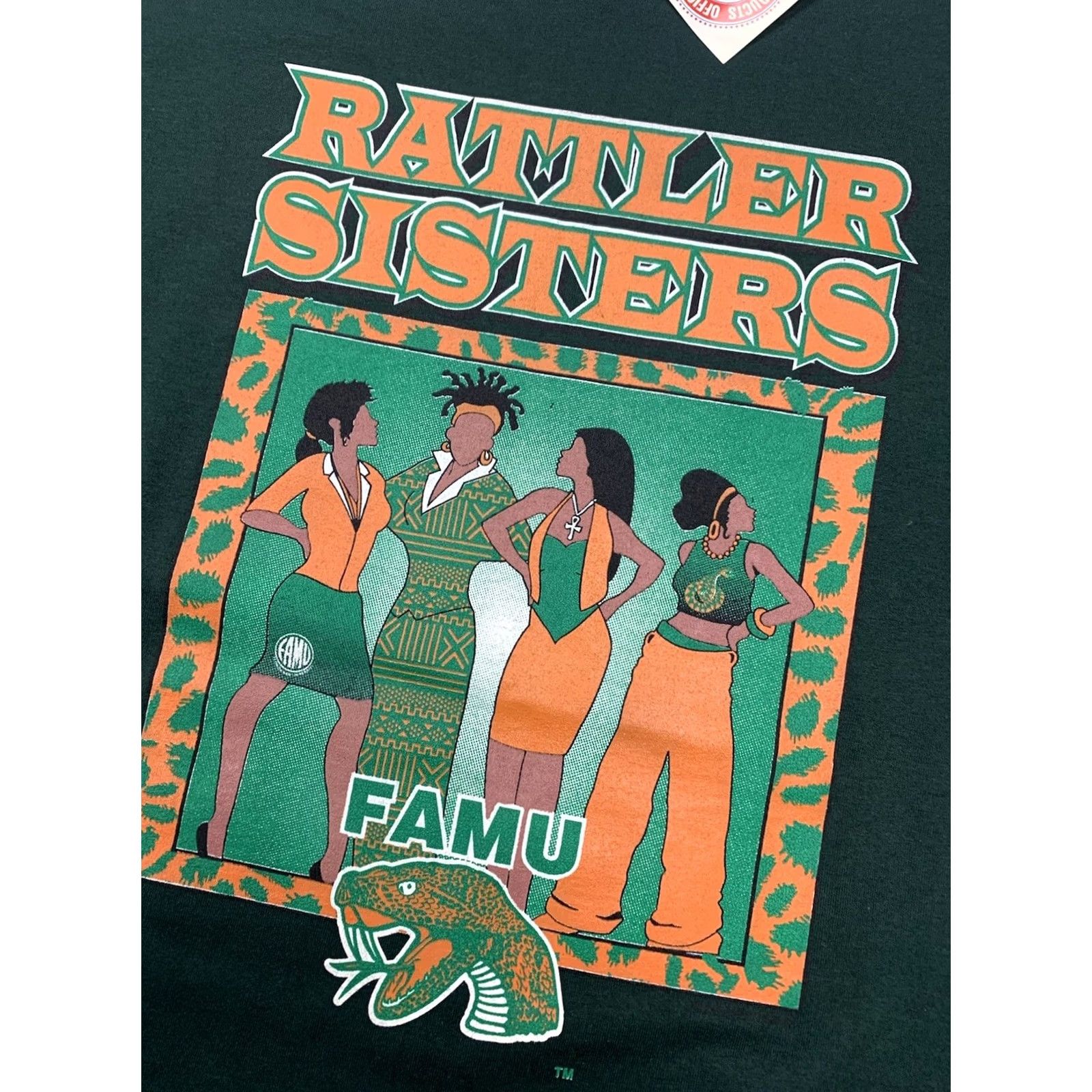 Fruit Of The Loom VINTAGE Florida A&M University Rattler Sisters College Tee XXL FAMU Green Fruit of the Loom University Sisters 90s Mens Womens Size US XXL / EU 58 / 5 - 3 Thumbnail