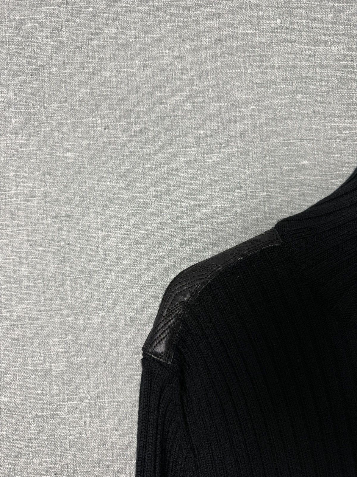 Versace Versace Collection Merino Wool Ribbed Sweater w Leather Trim Size US XL / EU 56 / 4 - 6 Thumbnail