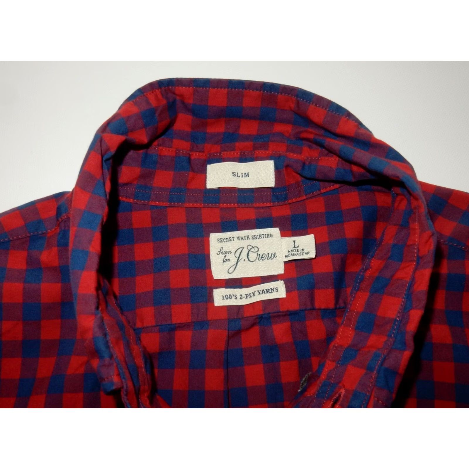 J.Crew J.CREW Men Button-Front Shirt Slim Fit Size L Red Check Long Sleeve Cotton Shirt Mens Bibb Size US L / EU 52-54 / 3 - 3 Thumbnail