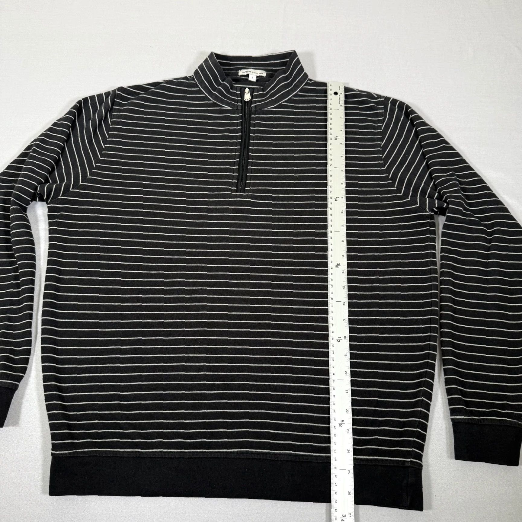 Peter Millar Peter Millar Shirt Mens L Gray Striped 1/4 Zip Pullover Knit Golf Casual Size US L / EU 52-54 / 3 - 4 Thumbnail