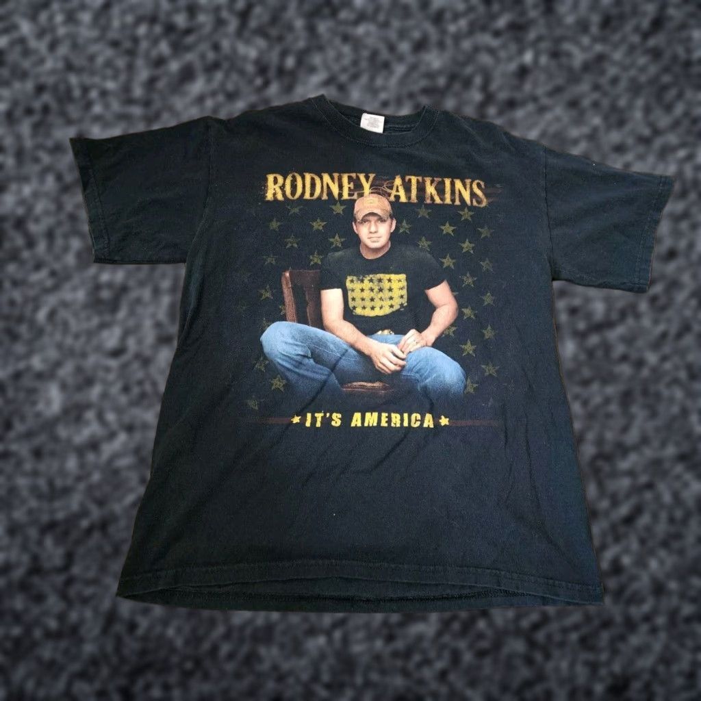 Gildan VINTAGE Rodney Atkins Band Tour Double Sided Black Cotton T Shirt Mens M Size US M / EU 48-50 / 2 - 1 Thumbnail
