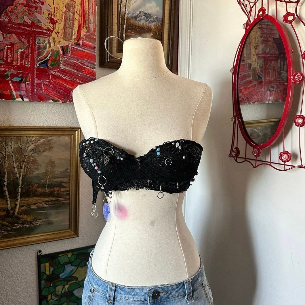 XOXO custom xoxo mermaid bra fishnet sequin top Size ONE SIZE - 1 Thumbnail