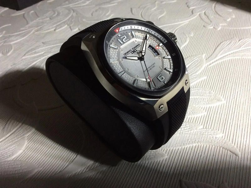 Designer Jorg Gray Men's silver dial black leather strap watch Size ONE SIZE - 11 Thumbnail