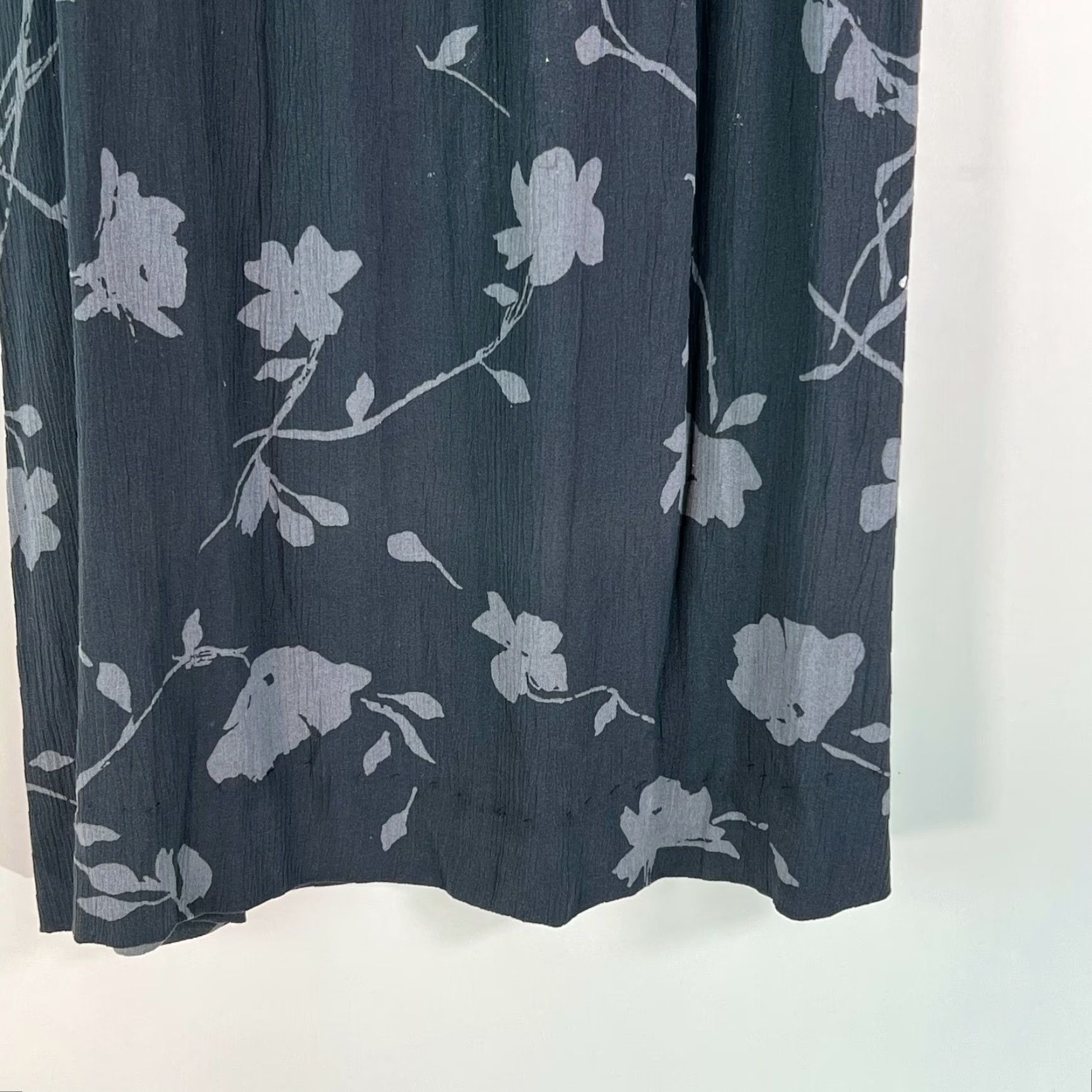 Vintage John Paul Richard Womens Floral A-Line Skirt Size L Black Casual Elastic Waist Midi Size 36" / US 14 / IT 50 - 3 Thumbnail