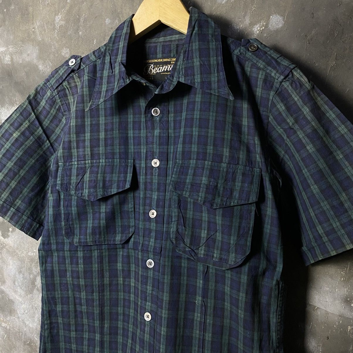 Beams plaid embossed pocket uniform shirt