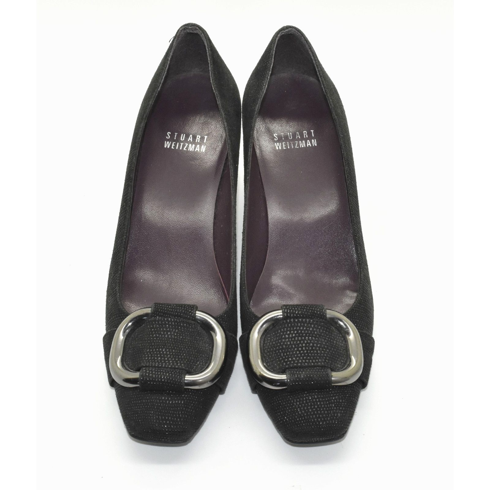 Stuart Weitzman STUART WEITZMAN Black Fabric Silver Tone Buckle Pumps Sz 6M Size US 6 / IT 36 - 3 Thumbnail