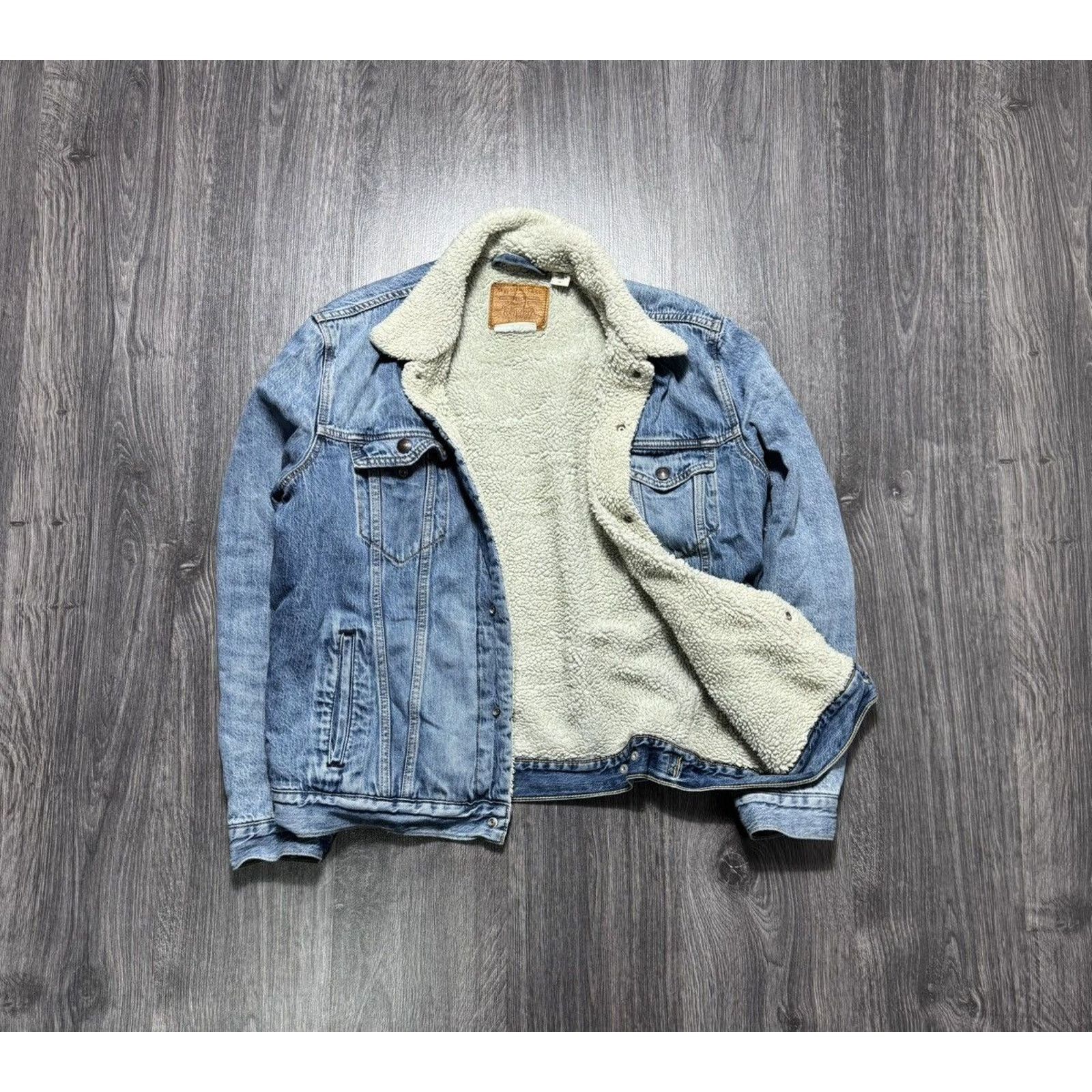 Levi's × Vintage Levi's Blue Denim Sherpa Trucker Jacket Size US L / EU 52-54 / 3 - 10 Thumbnail