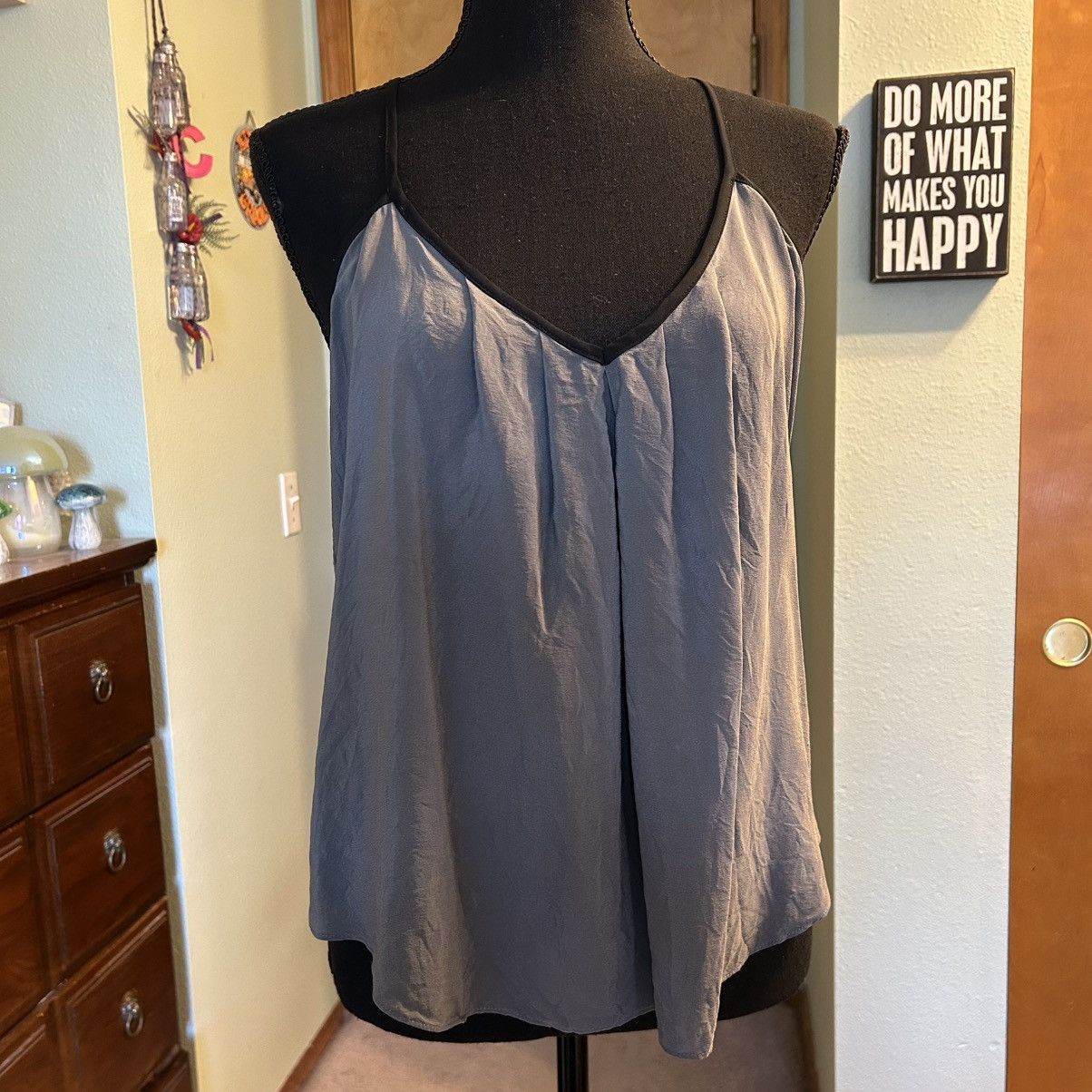 Other Kimchi Blue gray black trim silk racer back tank top L Size L / US 10 / IT 46 - 1 Thumbnail