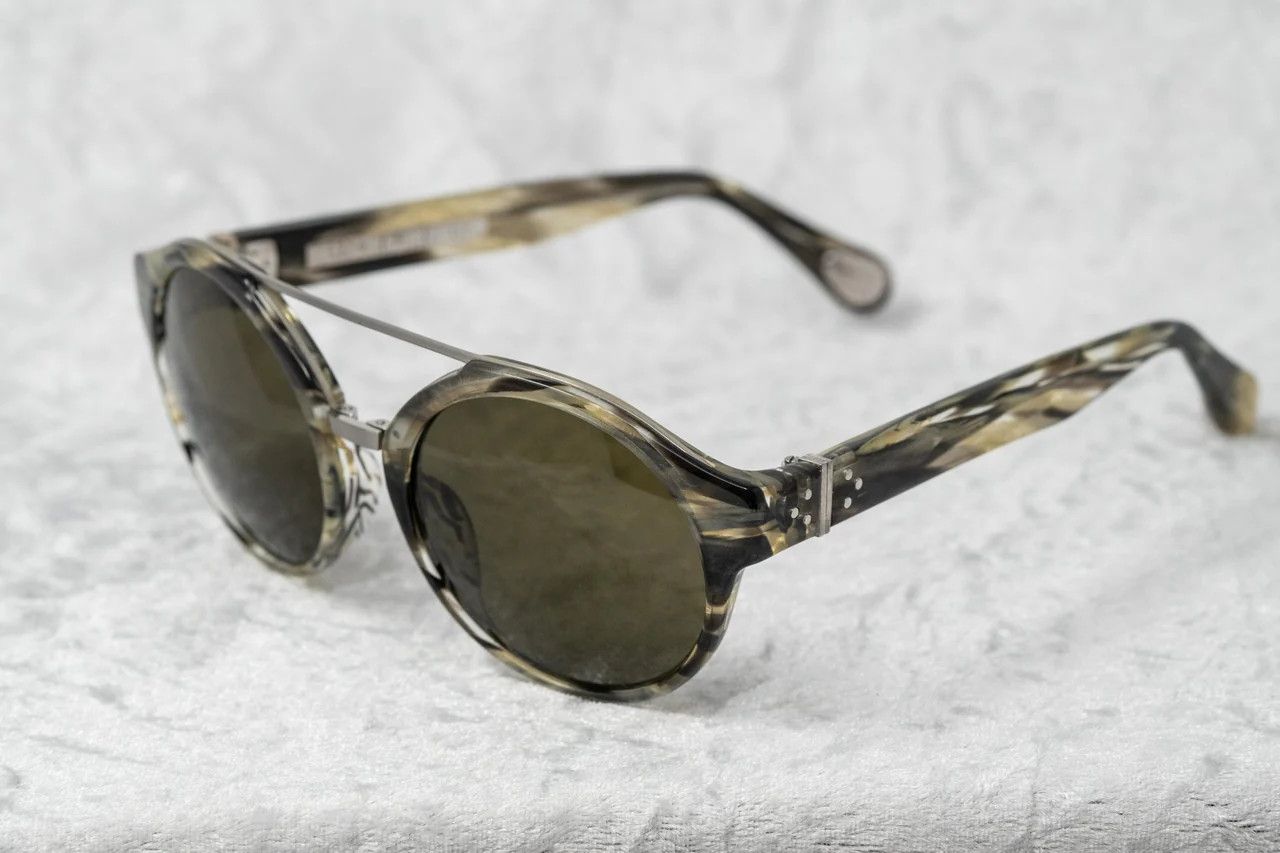 Ann Demeulemeester Ann Demeulemeester Sunglasses Round Hornet and Green Size ONE SIZE - 1 Thumbnail