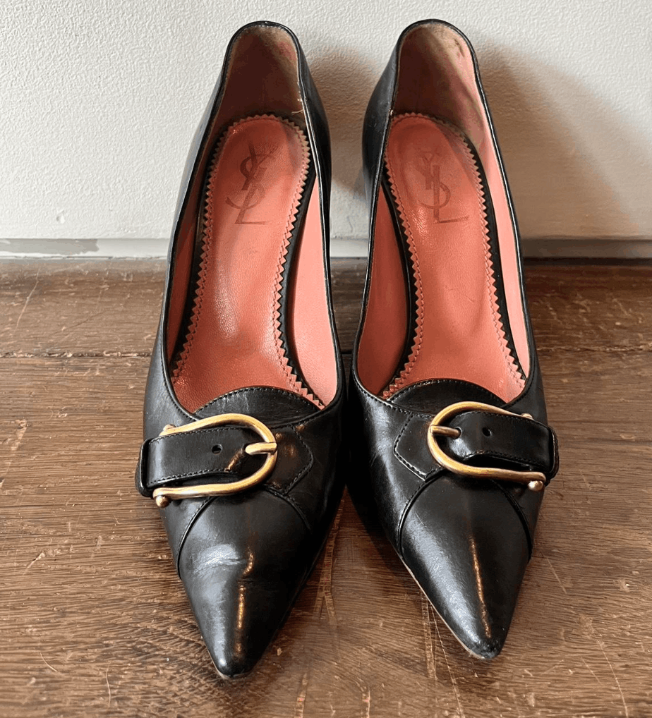 Yves Saint Laurent YSL Buckle Kitten Heel Size US 7 / IT 37 - 1 Thumbnail