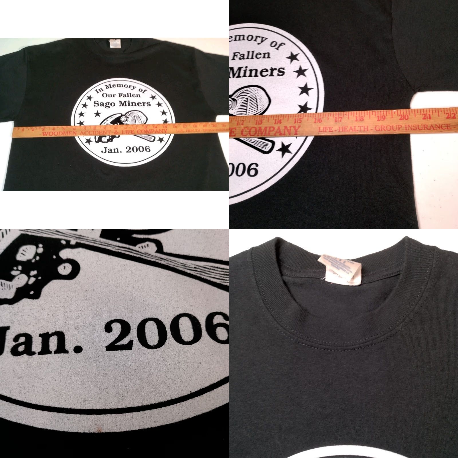 Jerzees VINTAGE Sago Mine Disaster T-Shirt Coal Miner WV History Regular Fit Black Large Men’s Jerzees Crew Neck In Memory Of Our Fallen Miners 2006 Jam Theme Size US L / EU 52-54 / 3 - 8 Thumbnail