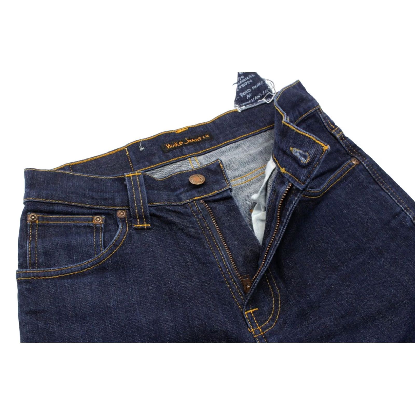 Vintage NUDIE Slim Jim Organic Dry Ecru Embo Jeans W30/L32 Fade Effect Zip Dark Mens Size US 30 / EU 46 - 4 Thumbnail