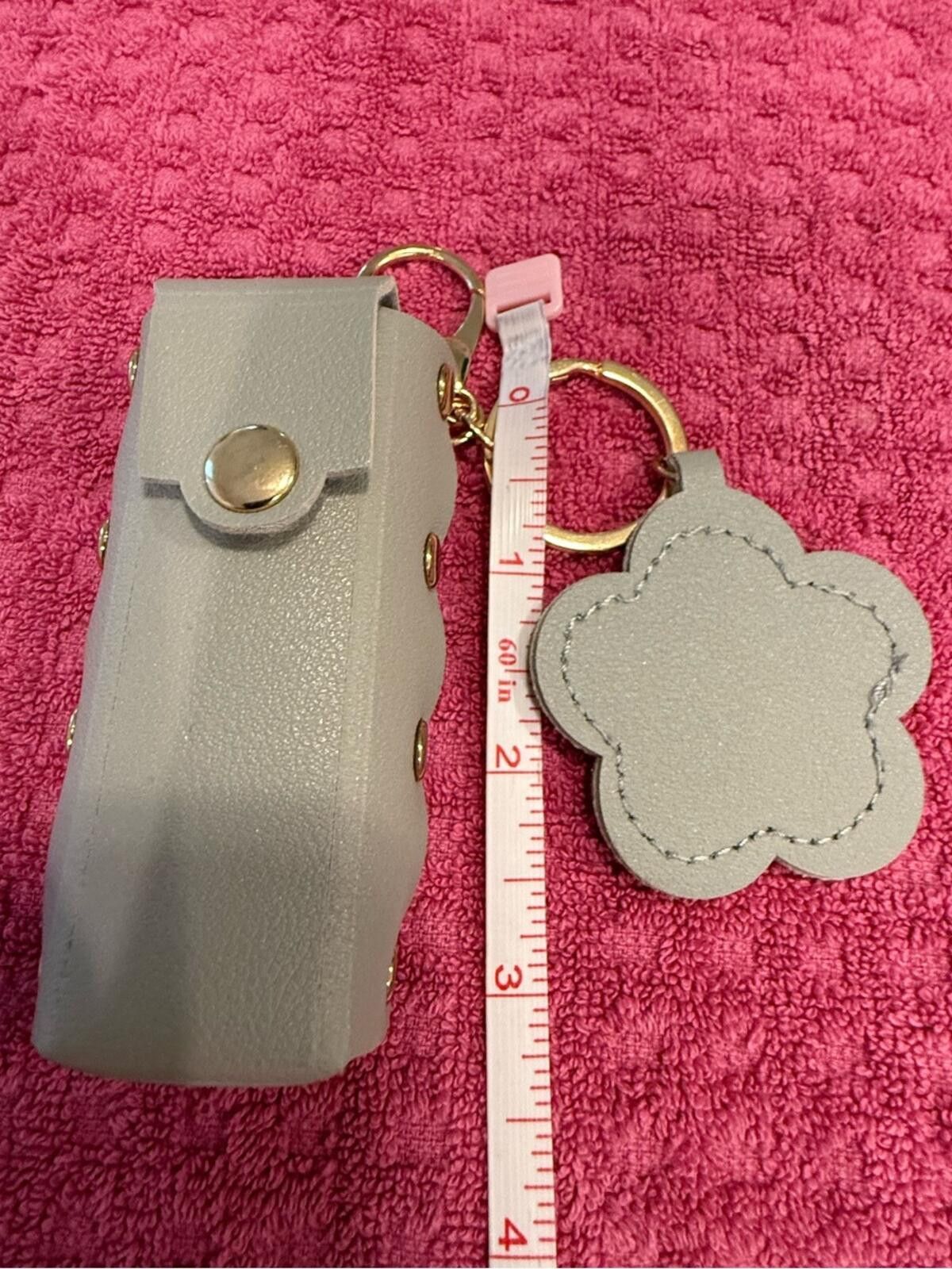 Other Faux leather gray lipstick keychain floral mirror travel Size ONE SIZE - 8 Thumbnail