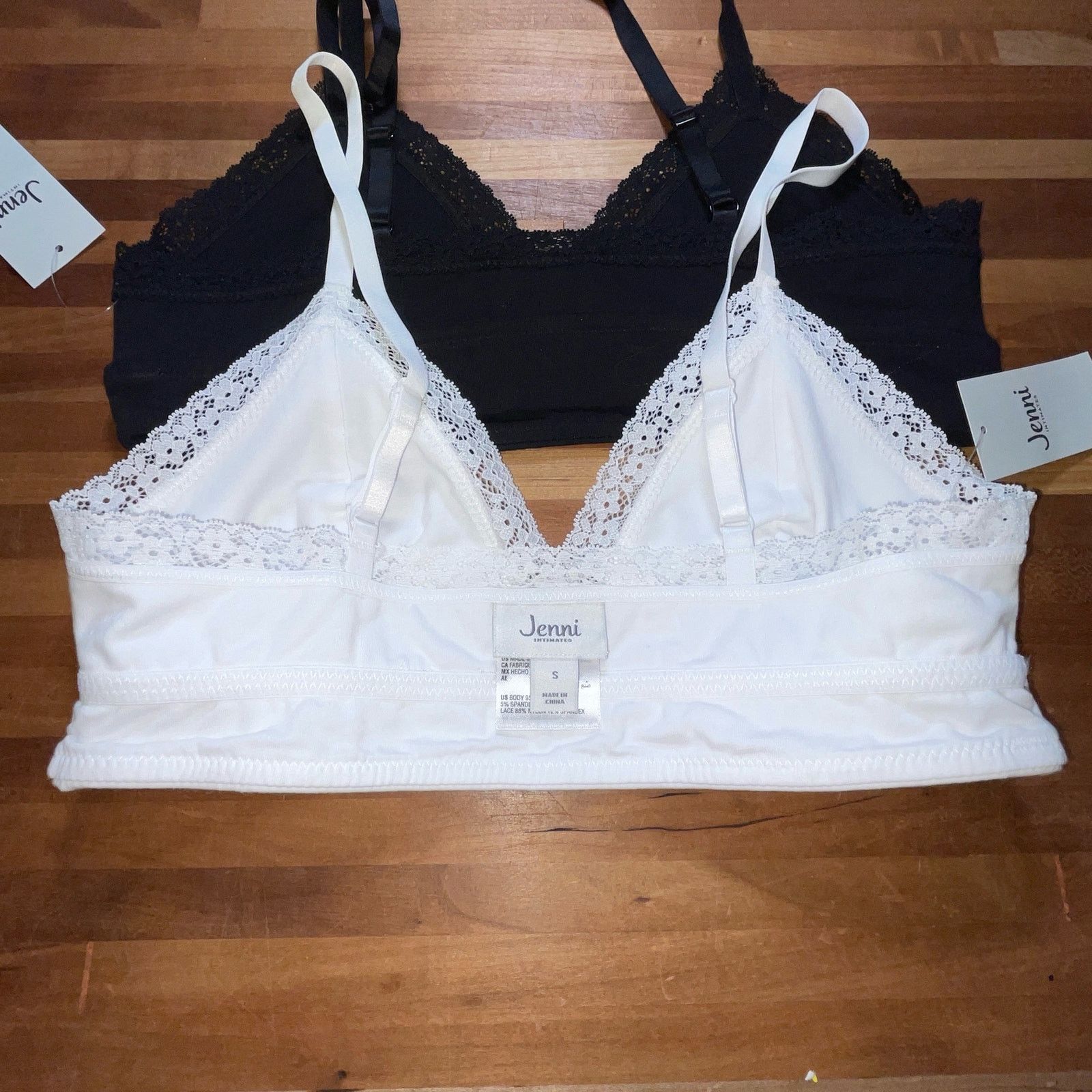 NO ID Jenni Wide Lace Bralette, set of 2 black/white Small Size ONE SIZE - 4 Thumbnail