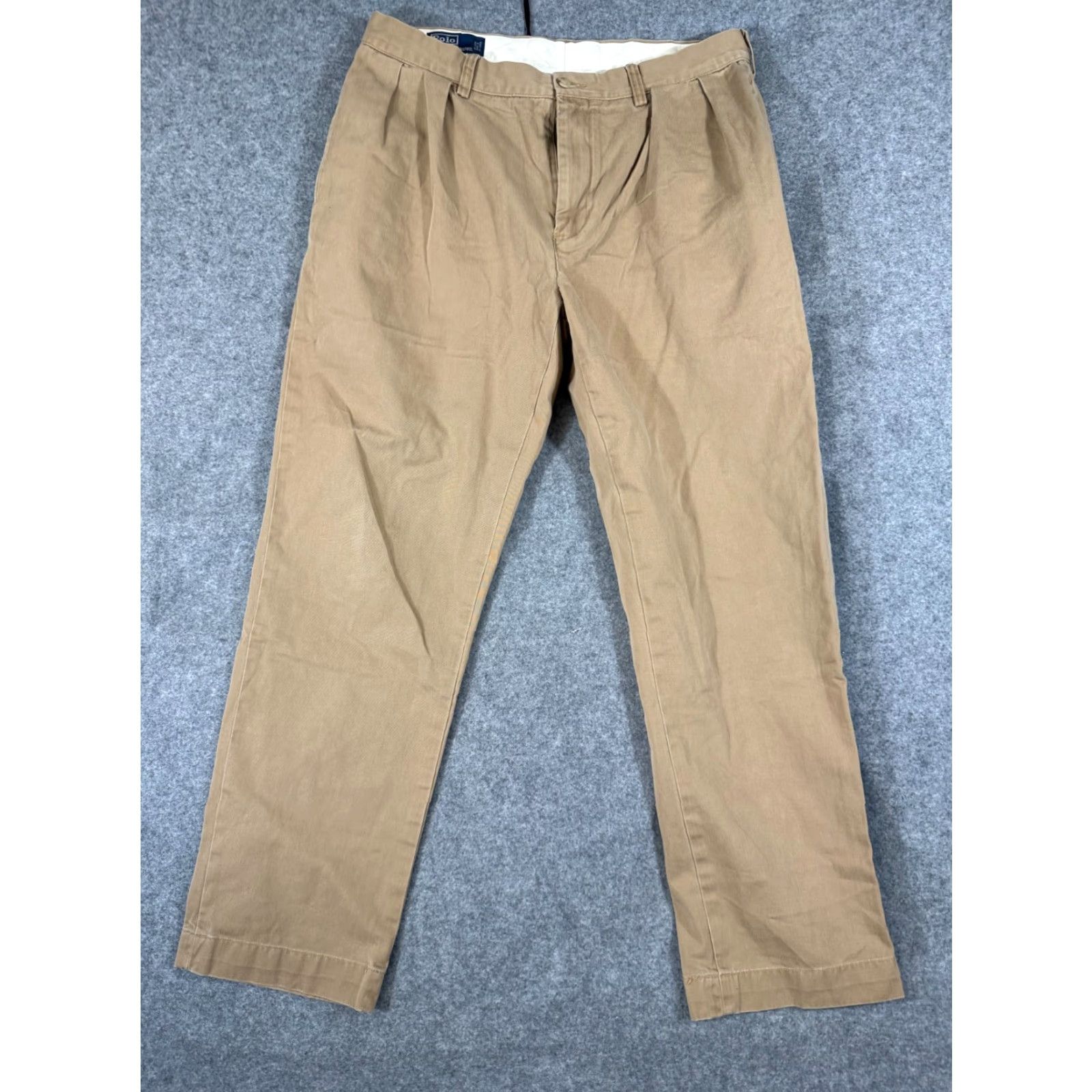 Polo Ralph Lauren Polo Ralph Lauren Ethan Chino Pants Mens 35x32 Khaki Tan Pleated Slash Pockets Size US S / EU 44-46 / 1 - 3 Thumbnail