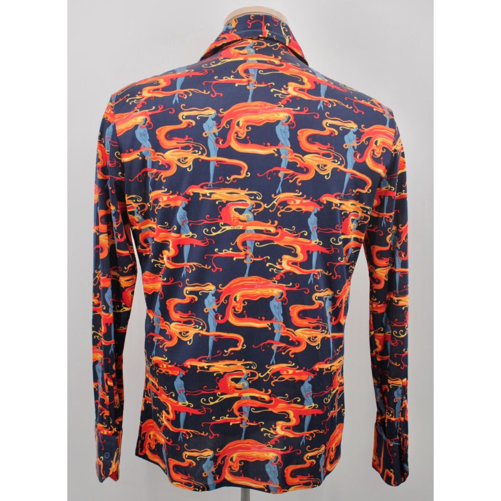 Vintage VINTAGE Nik-Nik Shirt 70s Mens Polyester Print Flame Erte Woman Sz M Blue Disco 1970s Size US M / EU 48-50 / 2 - 3 Thumbnail