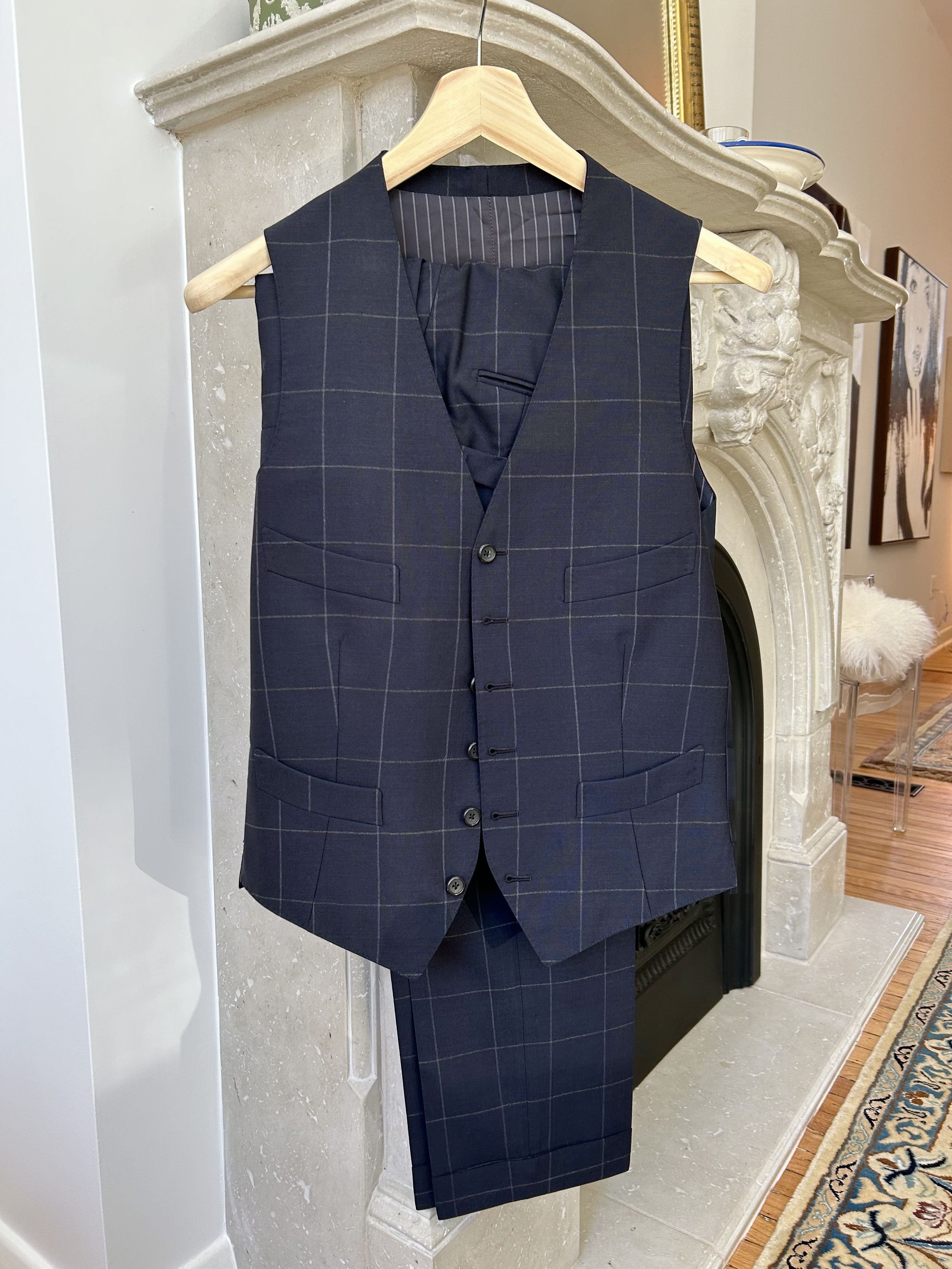 Tom Ford Tom Ford Navy Blue Windowpane Spencer 3-Piece Suit Size 36R Size 36R - 7 Thumbnail