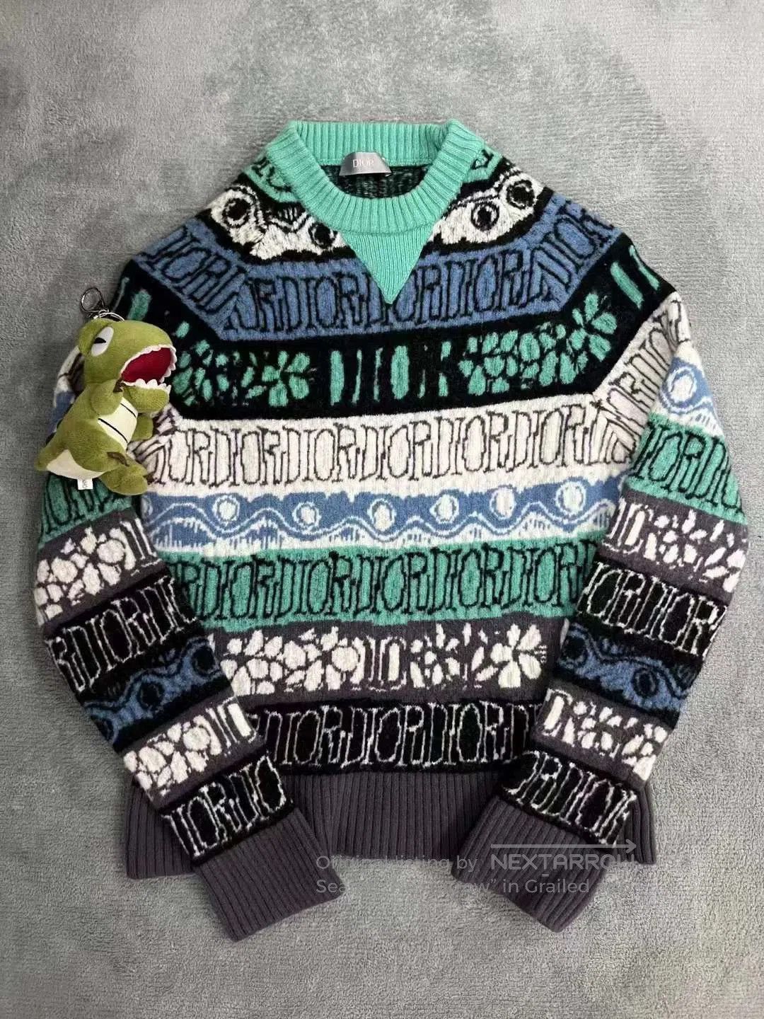 Dior dior patterned knit sweater in blue. Size US M / EU 48-50 / 2 - 1 Thumbnail