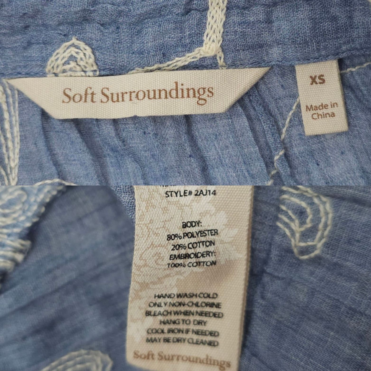 Soft Surroundings Soft Surroundings Pleated Floral Top Womens XS Embroidered Size XS / US 0-2 / IT 36-38 - 8 Thumbnail