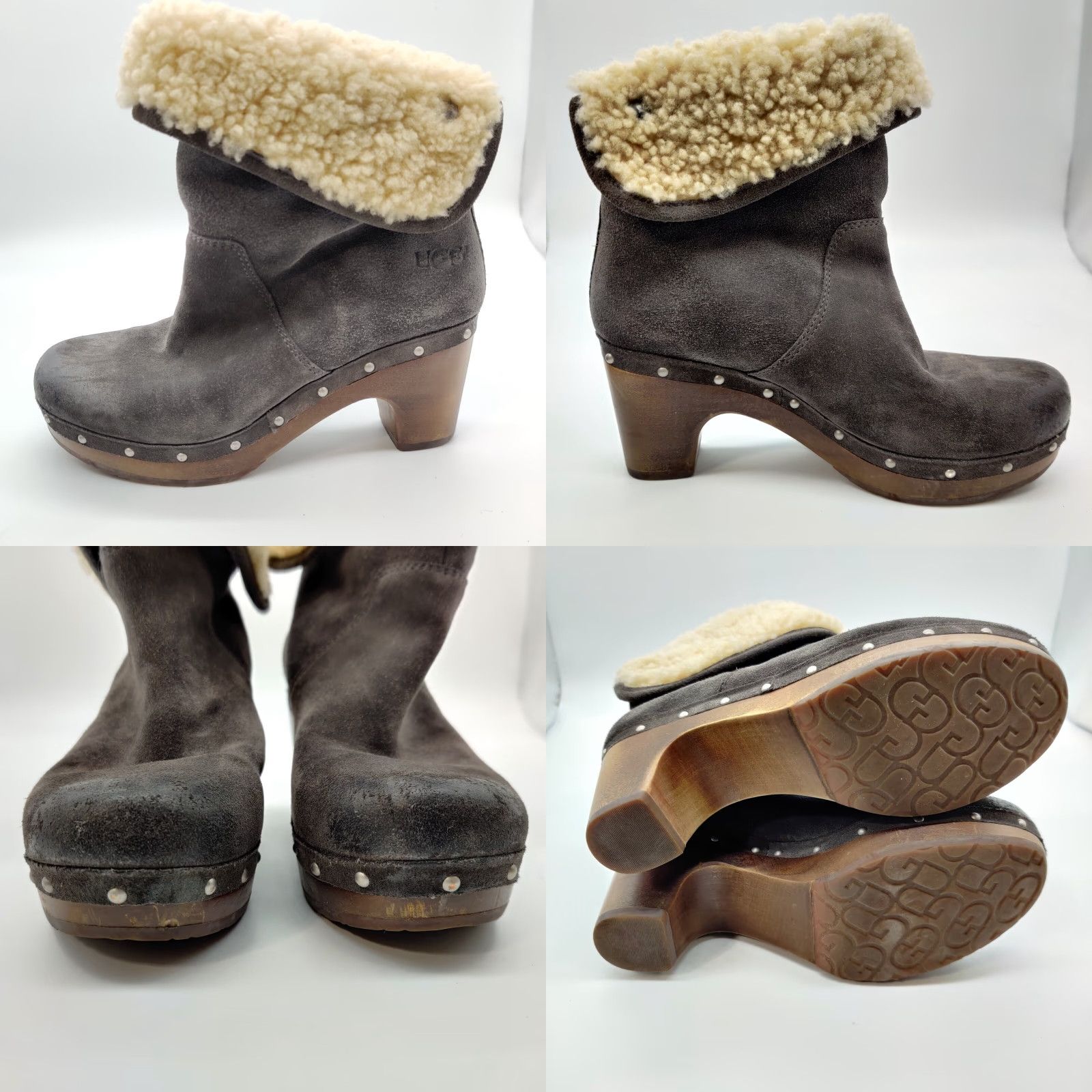 Ugg UGG Womens Lynnea Gray Suede Boots Size 5 Fold Over Sheepskin Shearling Lined Size US 5 / IT 35 - 8 Thumbnail