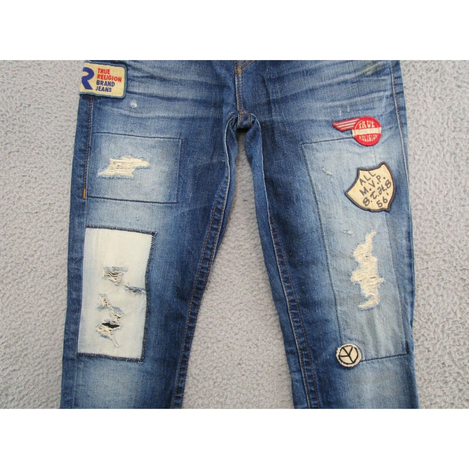 True Religion True Religion Jeans Patch Patchwork Denim Button Fly Raw Hem Size 26 USA Men’s Skinny Blue 30 Inseam Size US 26 / EU 42 - 3 Thumbnail