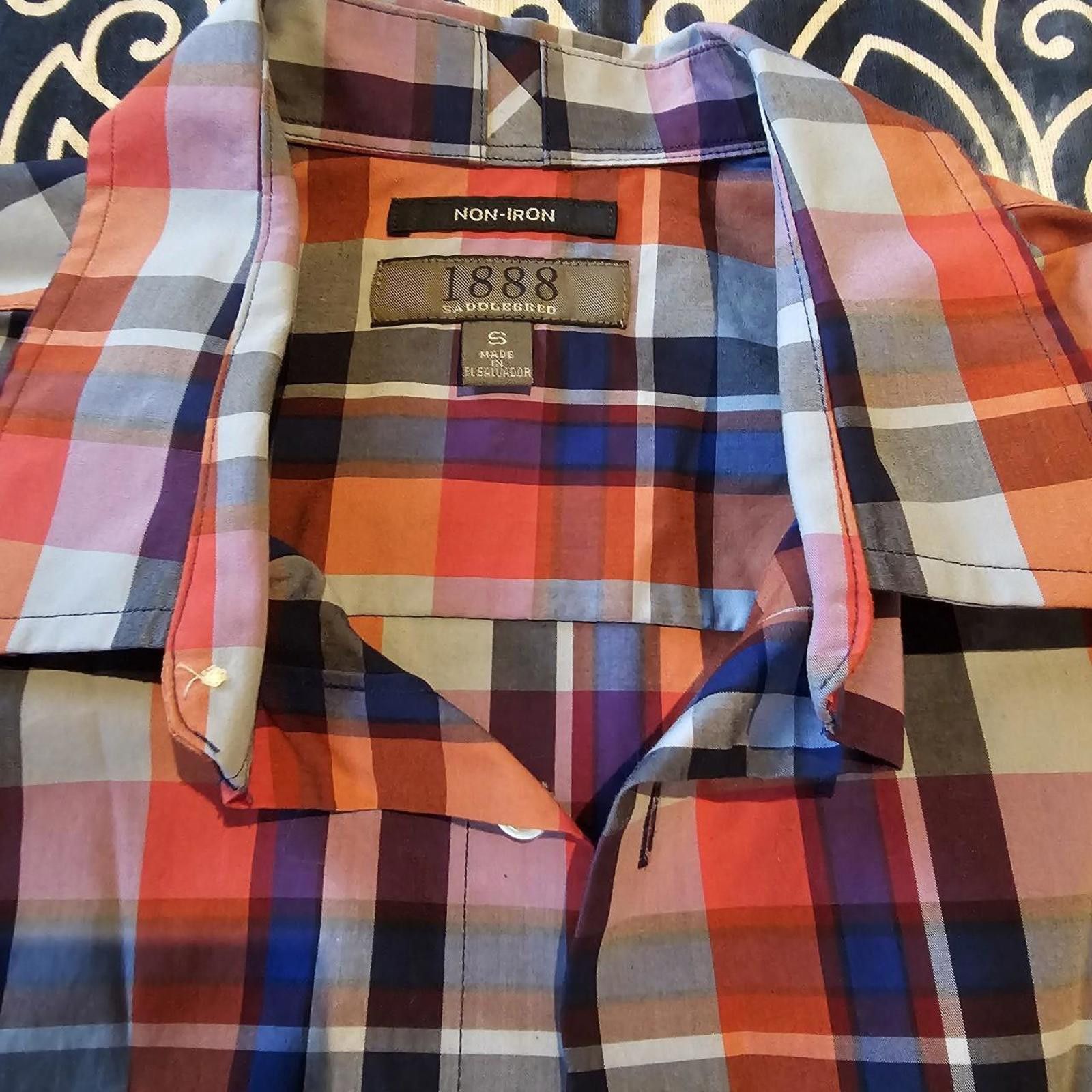 Designer MEN'S PLAID NON-IRON BUTTON DOWN SHIRT Size US S / EU 44-46 / 1 - 5 Thumbnail