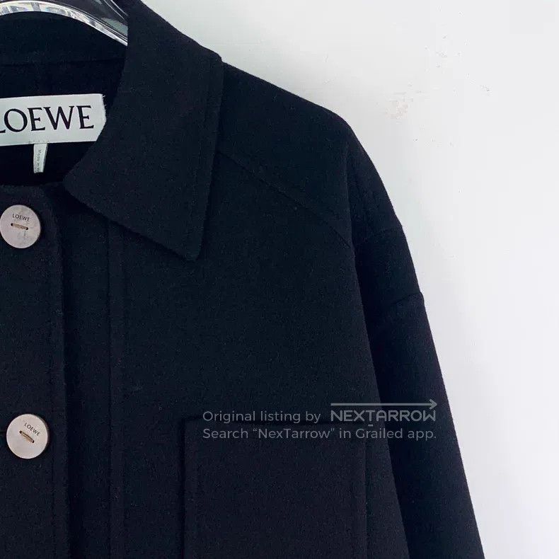 Loewe Loewe Black Logo Patch Leather Pocket Single-Breasted Wool Size M / US 6-8 / IT 42-44 - 3 Thumbnail
