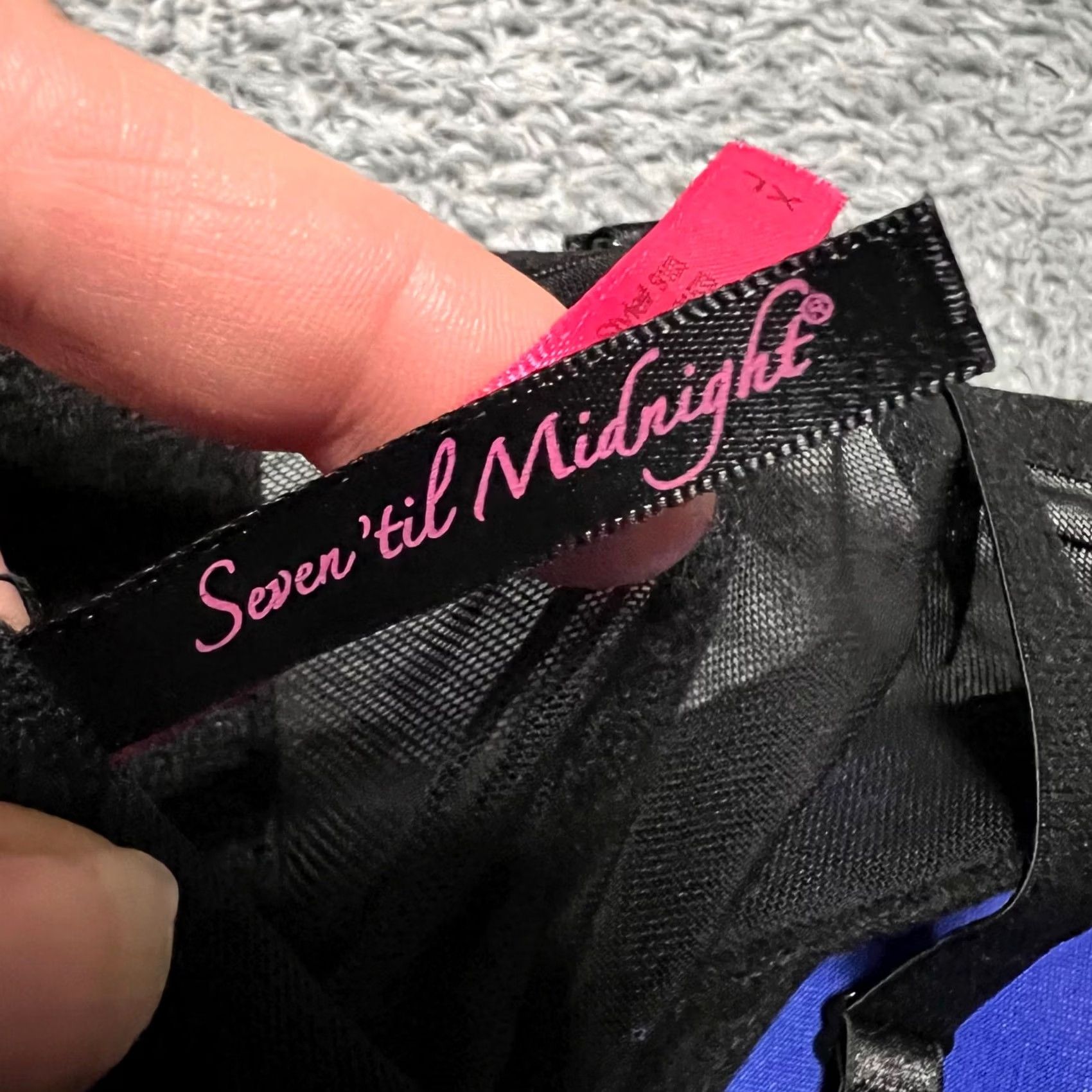 Vintage Seven 'til Midnight Womens XL Black Purple Lace Bra Size XL / US 12-14 / IT 48-50 - 4 Thumbnail