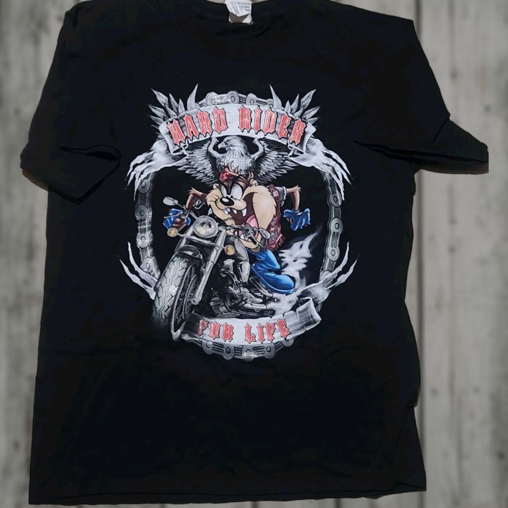 Alife VINTAGE Looney Tunes Taz Shirt Hard Rider For Life Size Large Black Mens L Size US L / EU 52-54 / 3 - 1 Thumbnail