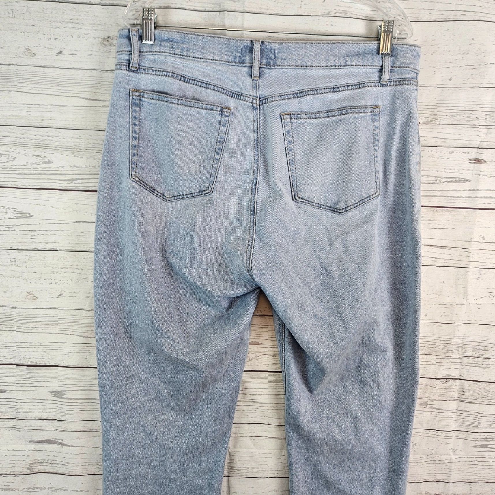 Loft Ann Taylor LOFT Womens Girlfriend Jeans Sz 12 Blue Light Wash Distressed Size 34" / US 12 / IT 48 - 4 Thumbnail