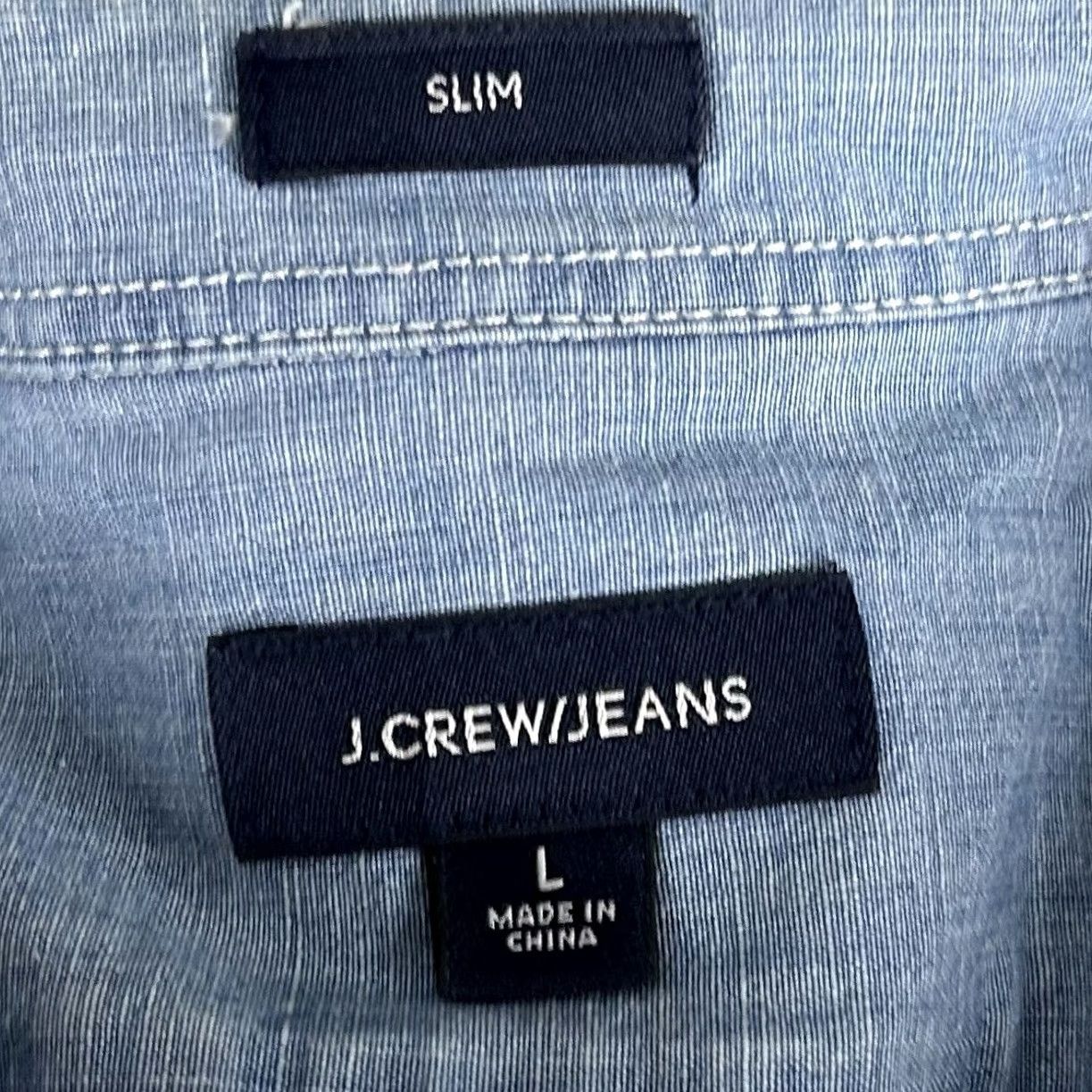 J.Crew J.CREW Chambray Shirt Short Sleeve Button-Down Slim Fit Blue Cotton Shirt Mens size L Size US L / EU 52-54 / 3 - 3 Thumbnail