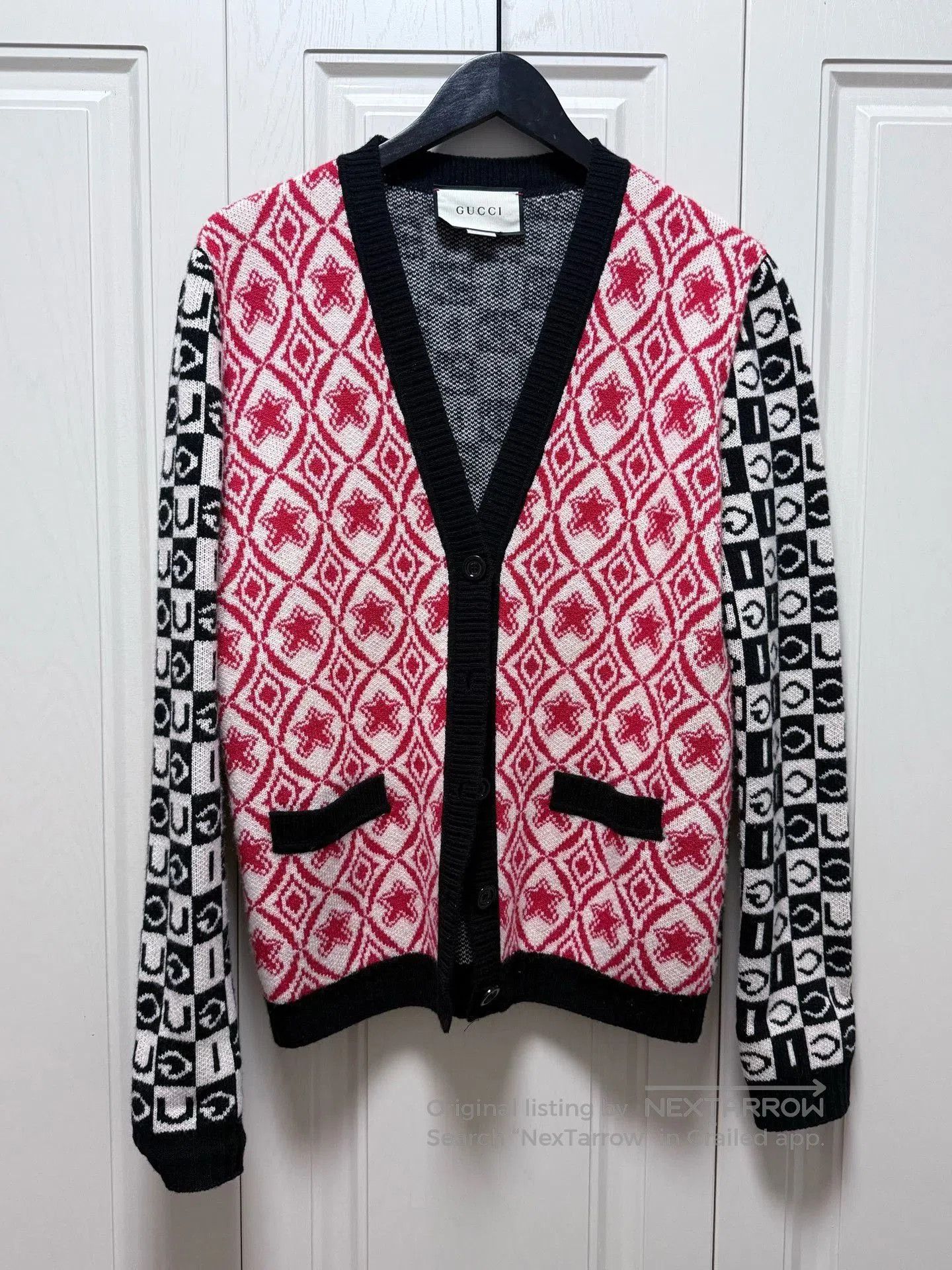 Gucci Gucci Red White Plaid Wool Cardigan. Size S / US 4 / IT 40 - 1 Thumbnail