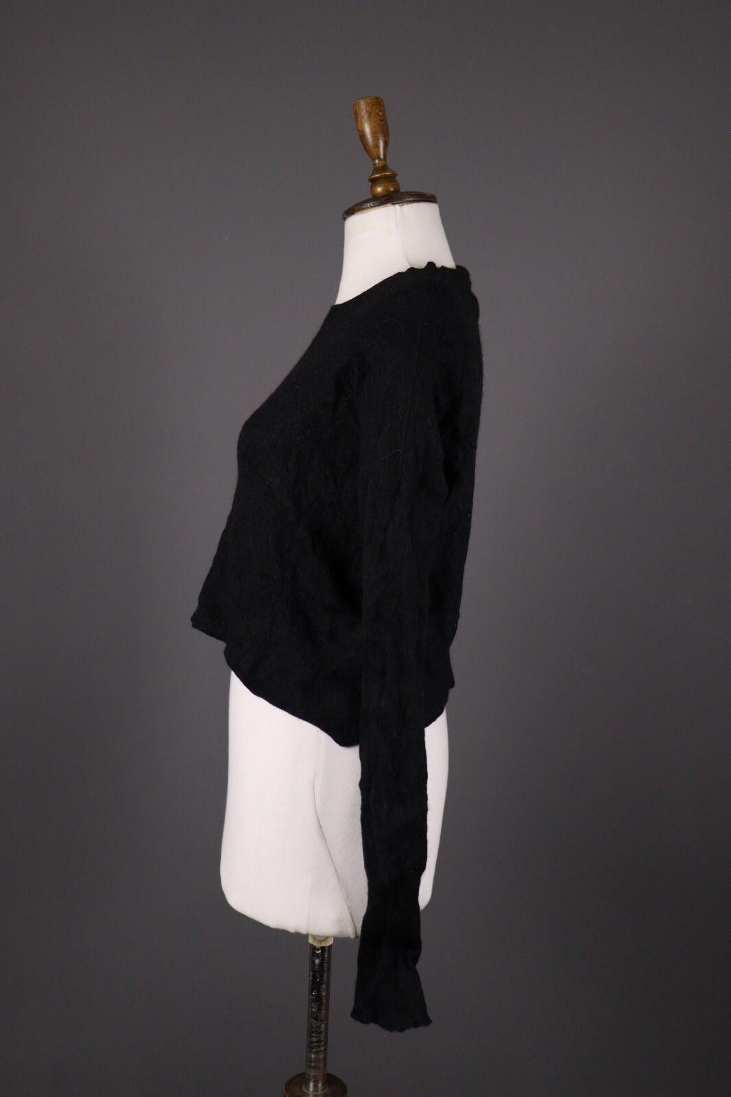 Designer Manila Grace Black Wool Knit Cropped Sweater Size L Size L / US 10 / IT 46 - 4 Thumbnail