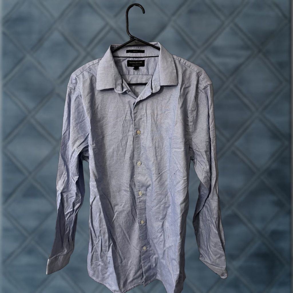 Banana Republic Banana Republic Button Up Shirt Mens Large Blue Slim Fit Wrinkle Resistant Shirt Button Up Men L Blue Slim Size US L / EU 52-54 / 3 - 1 Thumbnail