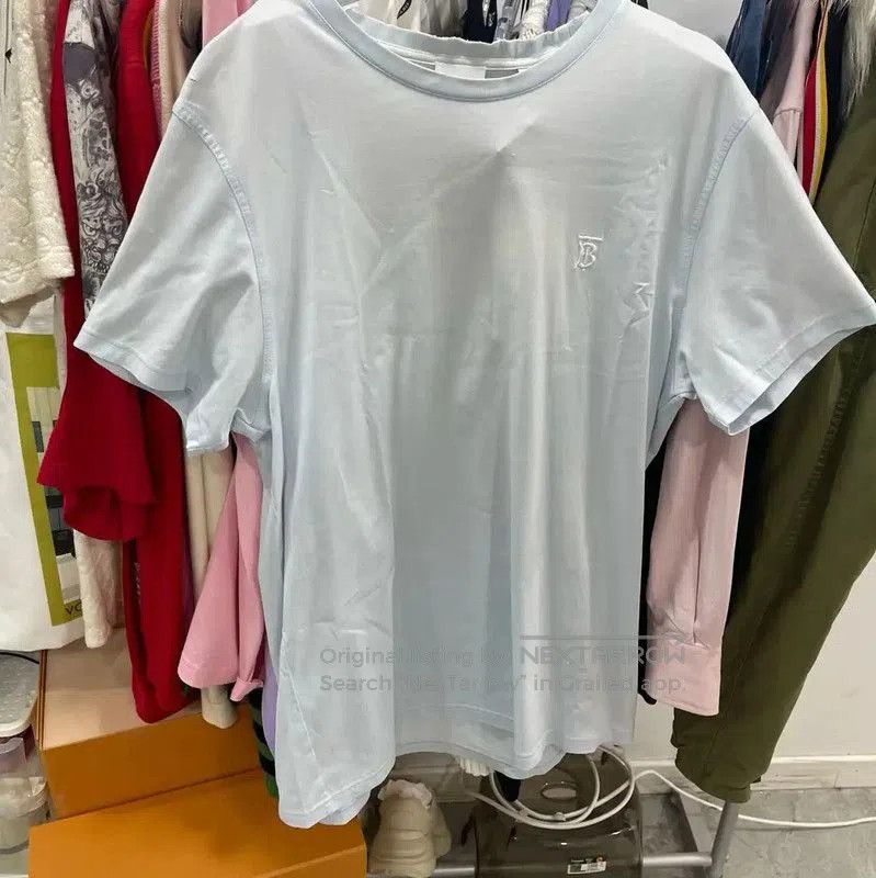 Burberry Burberry Light Blue Cotton Women's T-Shirt. Size L / US 10 / IT 46 - 1 Thumbnail