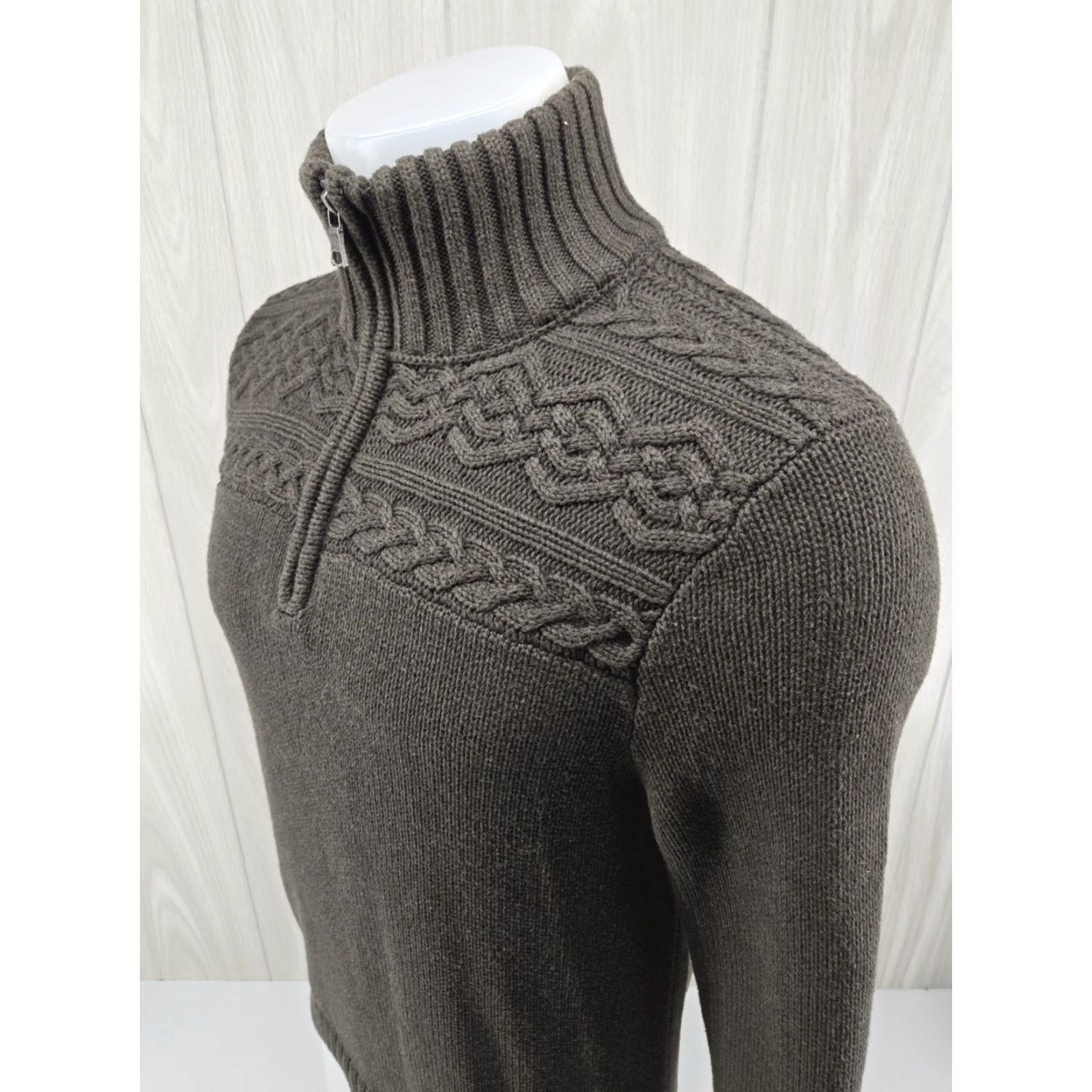 Banana Republic Banana Republic Sweater Pullover 1/4 Zip Mens Medium Green Mock Neck Cable Knit Knitwear Holiday Casual Business Size US M / EU 48-50 / 2 - 4 Thumbnail