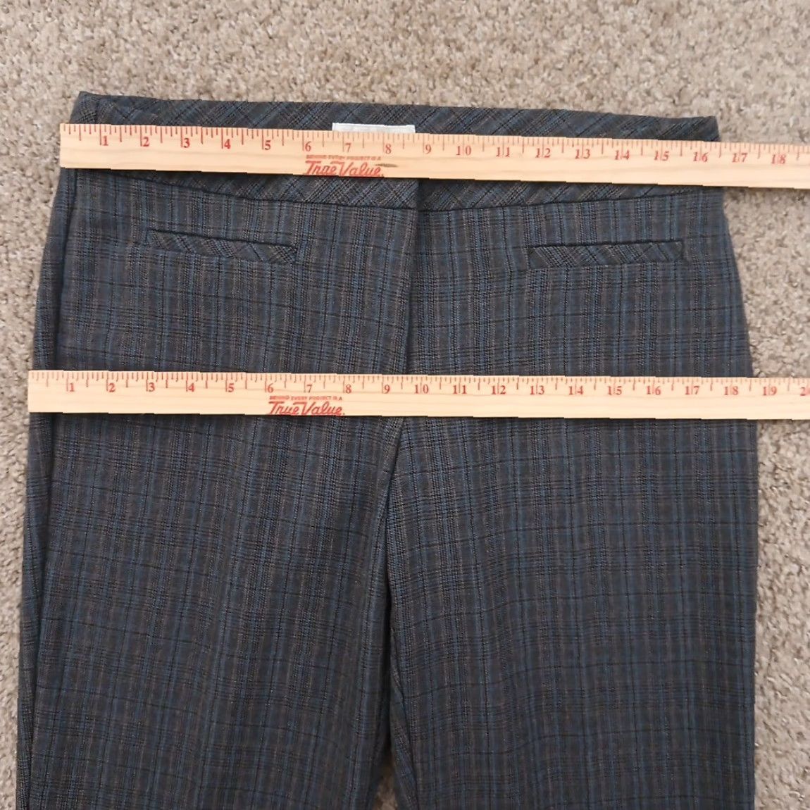 Vintage Dressbarn Dress Pants Womens 10P Gray Blue Plaid Mid Rise Petite Straight Inseam 28.5 in Size 32" / US 10 / IT 46 - 2 Thumbnail