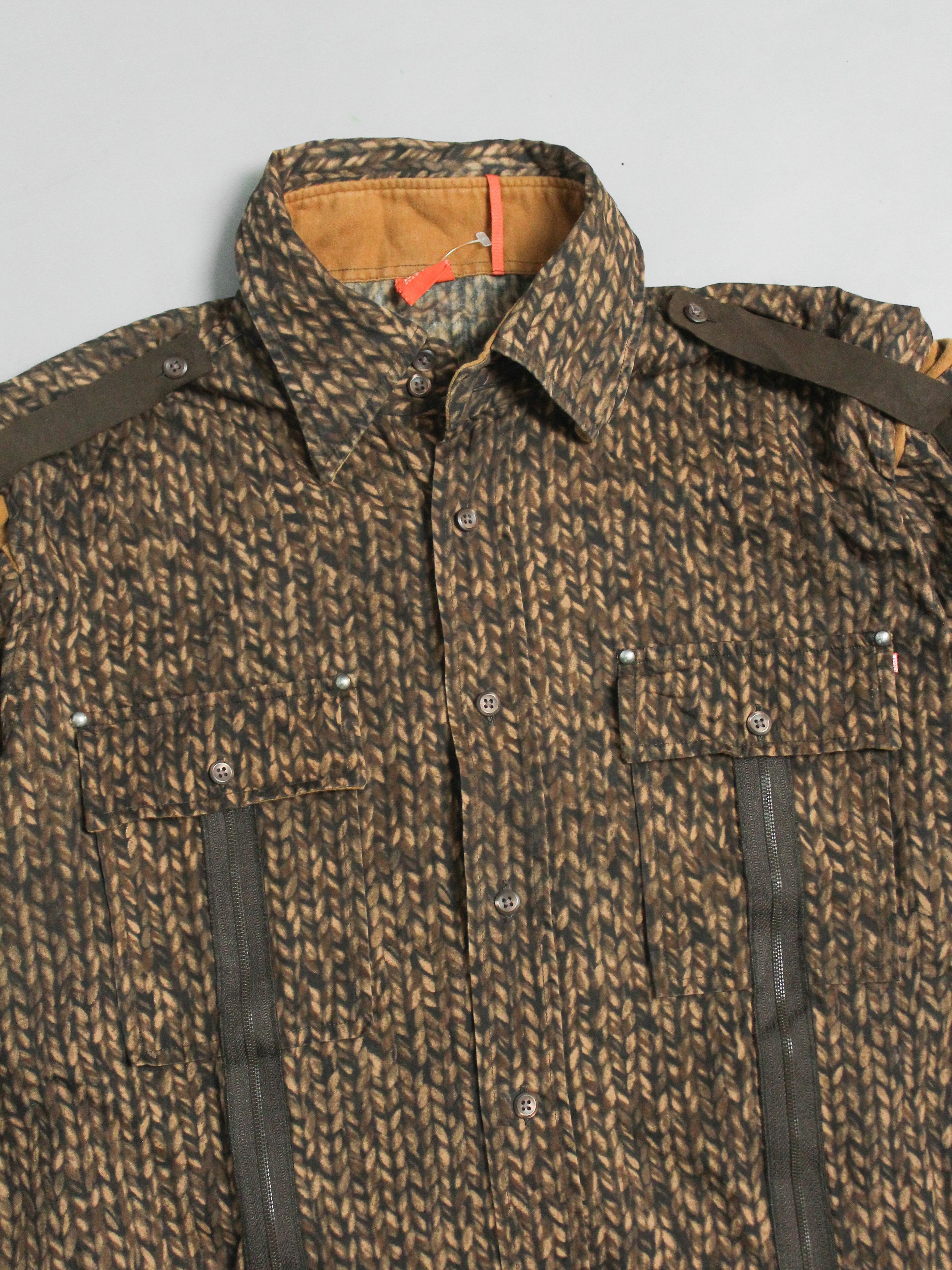 Hugo Boss × Vintage 💛VINTAGE HUGO BOSS ABSTRACT SHIRT BROWN L AVANTGARDE Size US L / EU 52-54 / 3 - 5 Thumbnail