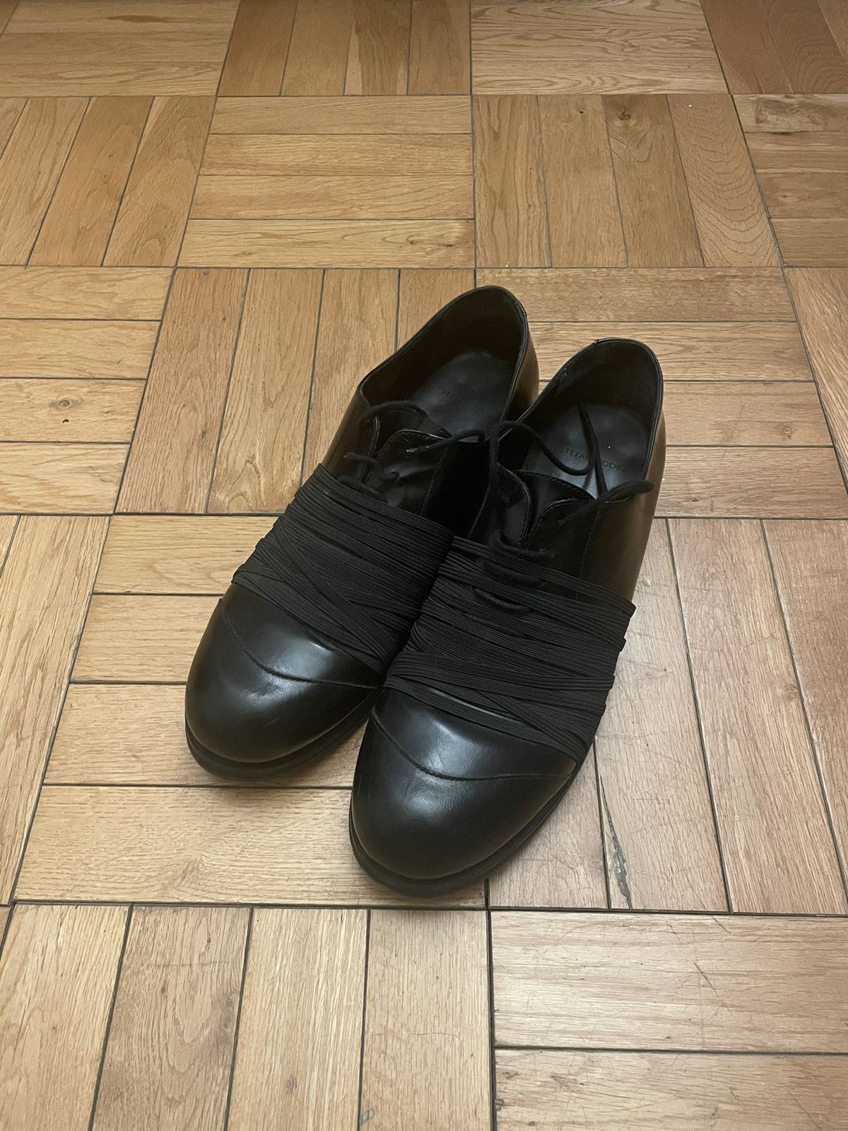 Stefan Cooke Black Elastic Biker Derby Size US 12 / EU 45 - 2 Thumbnail
