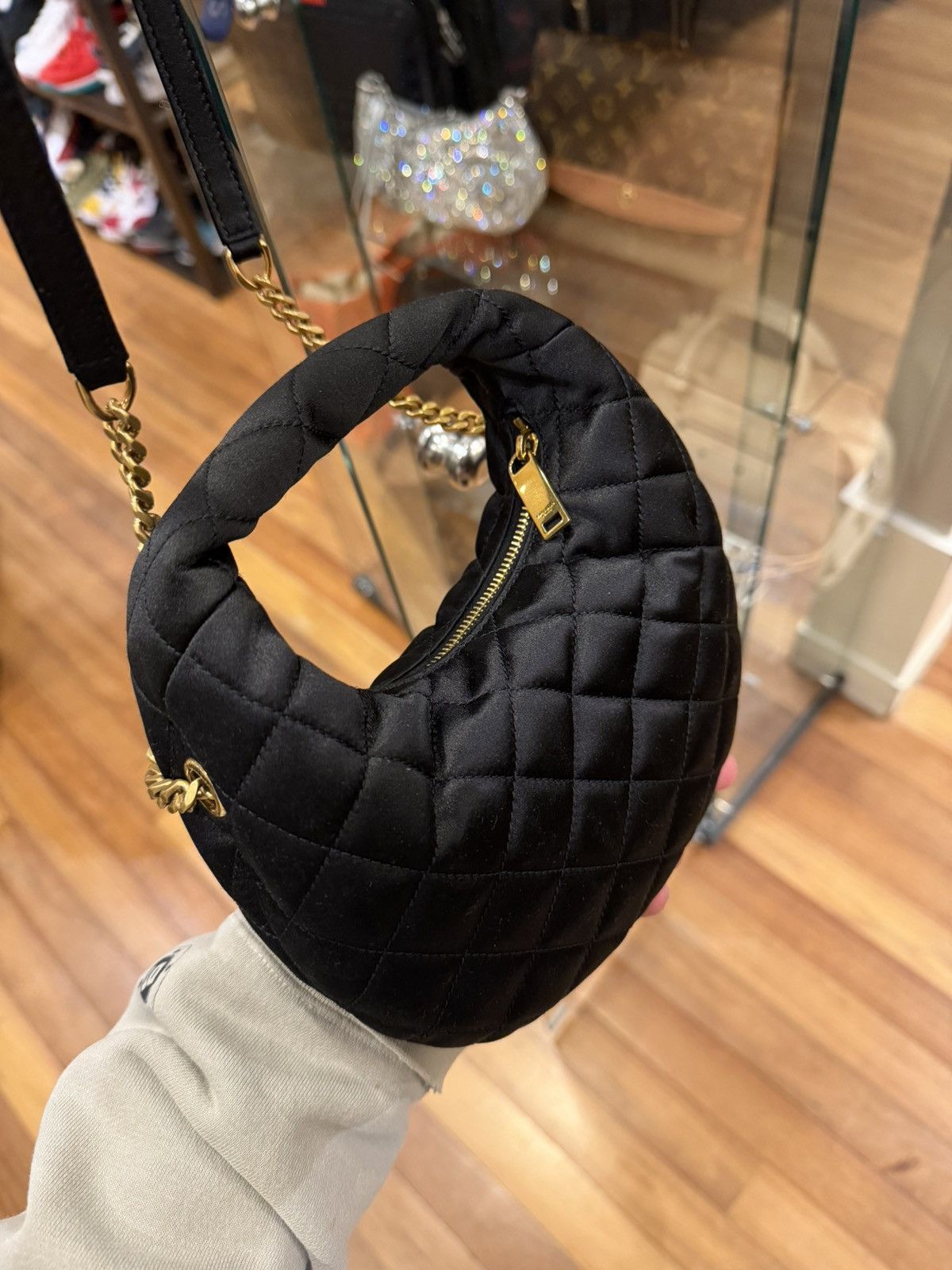 Saint Laurent Paris YSL Mini Icarino In Quilted Satin Black Size ONE SIZE - 4 Thumbnail
