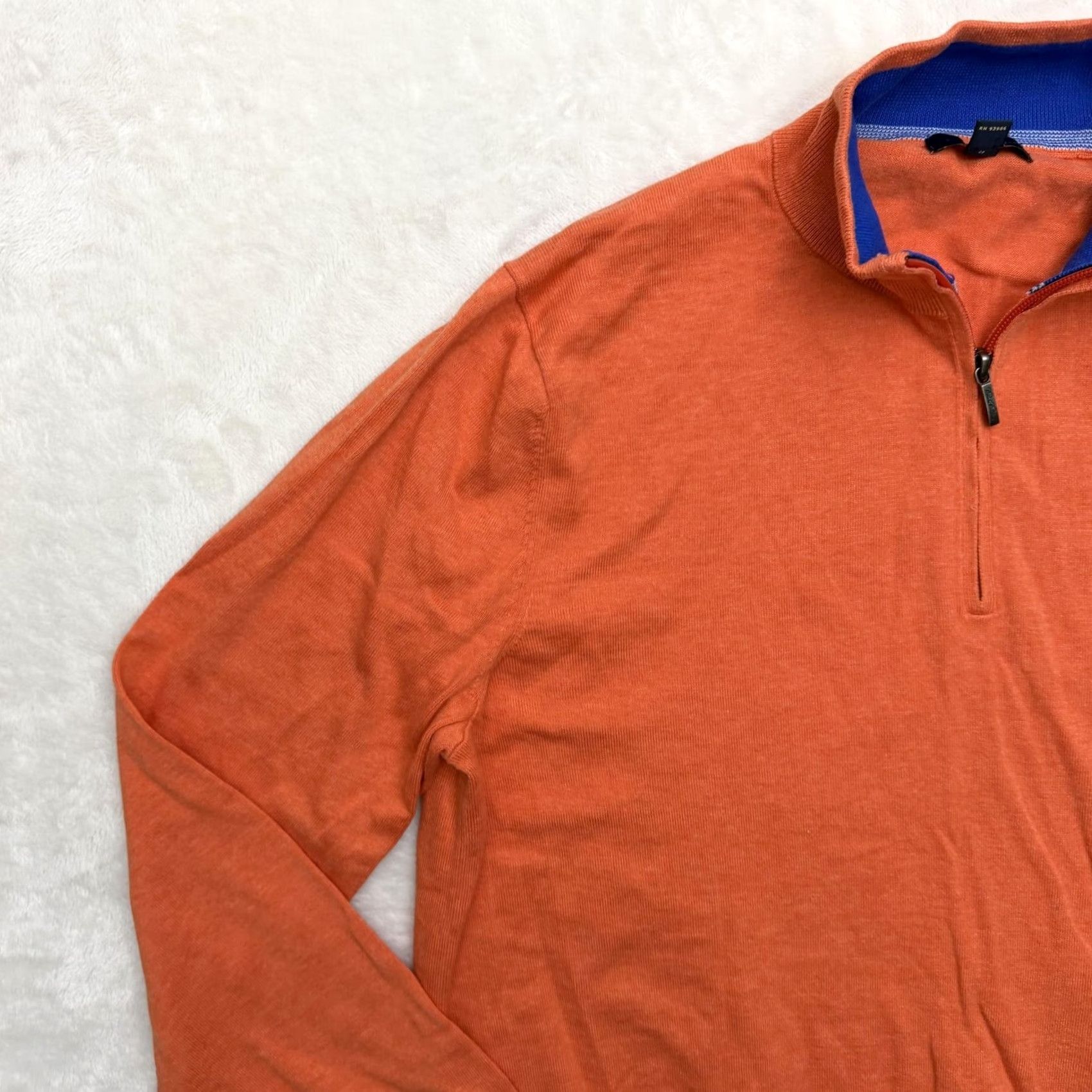 Brooks Brothers Brooks Brothers Quarter Zip Sweater Mens Large Orange Supima Cotton Mock Neck Pullover Knit Zipper Solid 1/4 Zip Size US L / EU 52-54 / 3 - 5 Thumbnail