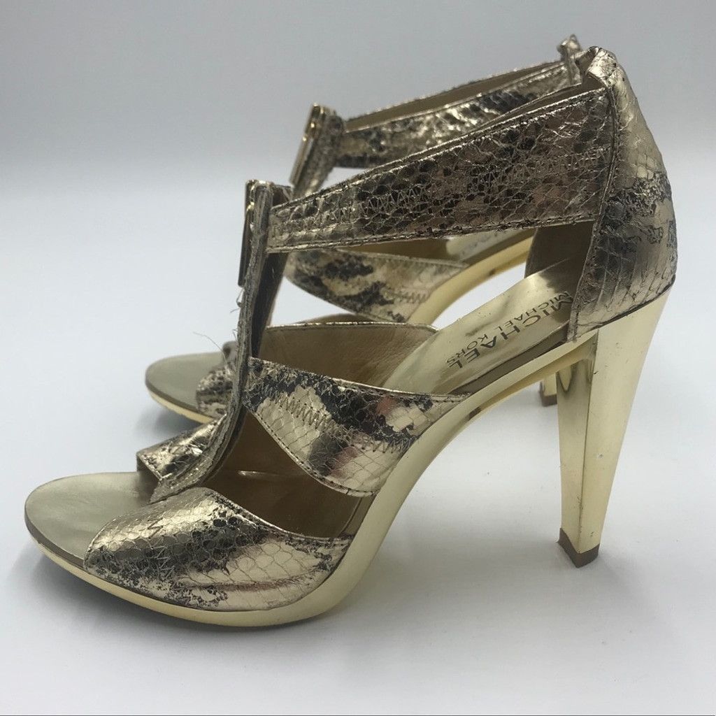 Michael Kors MICHAEL KORS | Berkeley T Strap Snakeskin Heels Size US 6.5 / IT 36.5 - 1 Thumbnail