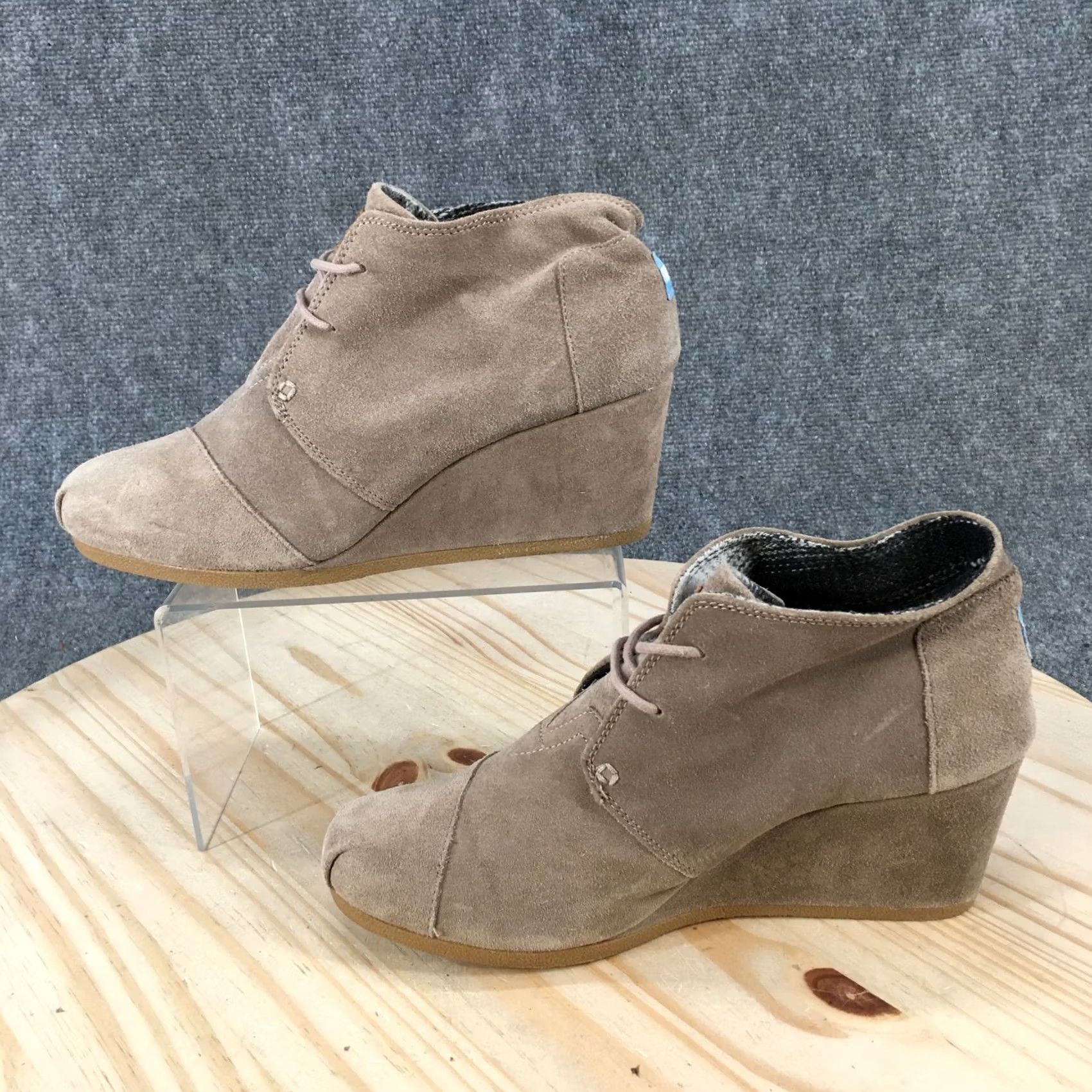Toms TOMS Boots Womens 9.5 Desert Wedge Ankle Bootie Brown Suede Lace Up Casual Shoes Size US 10 / IT 40 - 2 Thumbnail